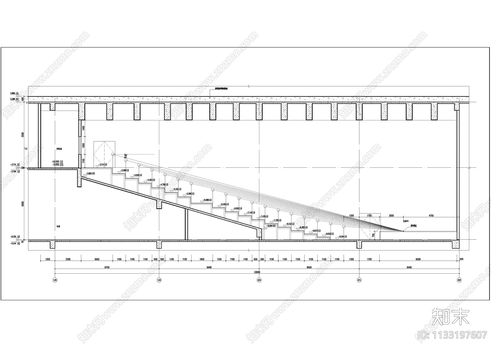 阶梯课室平面剖面图cad施工图下载【ID:1133197607】