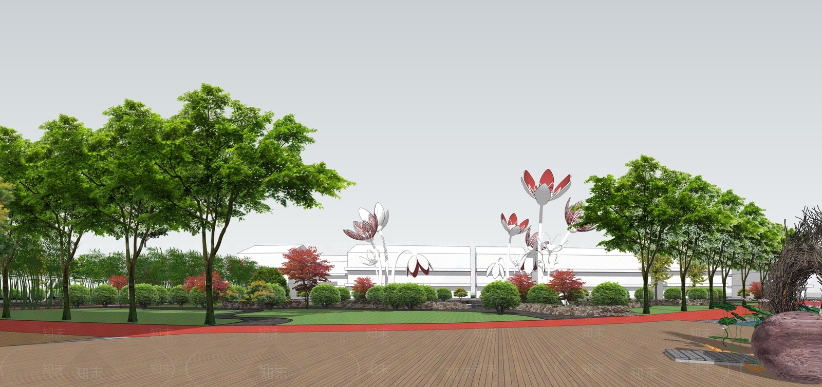 现代村口公园景观SU模型下载【ID:1133200426】