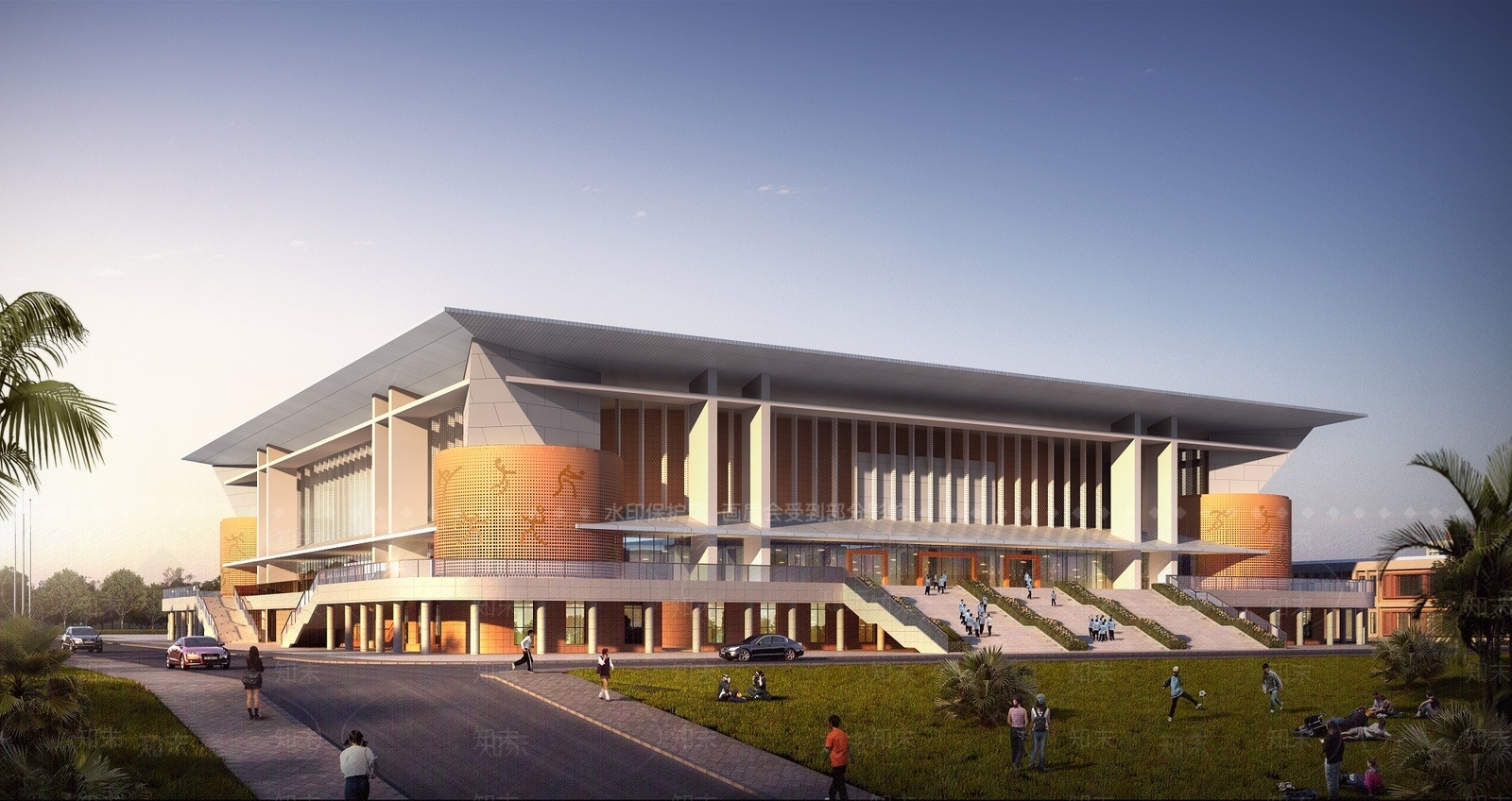 现代学校体育馆外观3D模型下载【ID:1133204946】