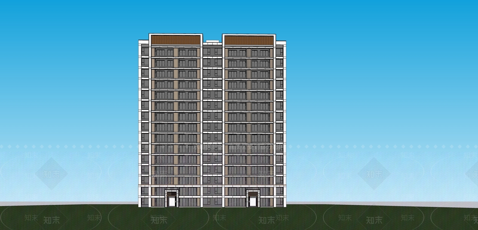 现代高层住宅SU模型下载【ID:1133213809】