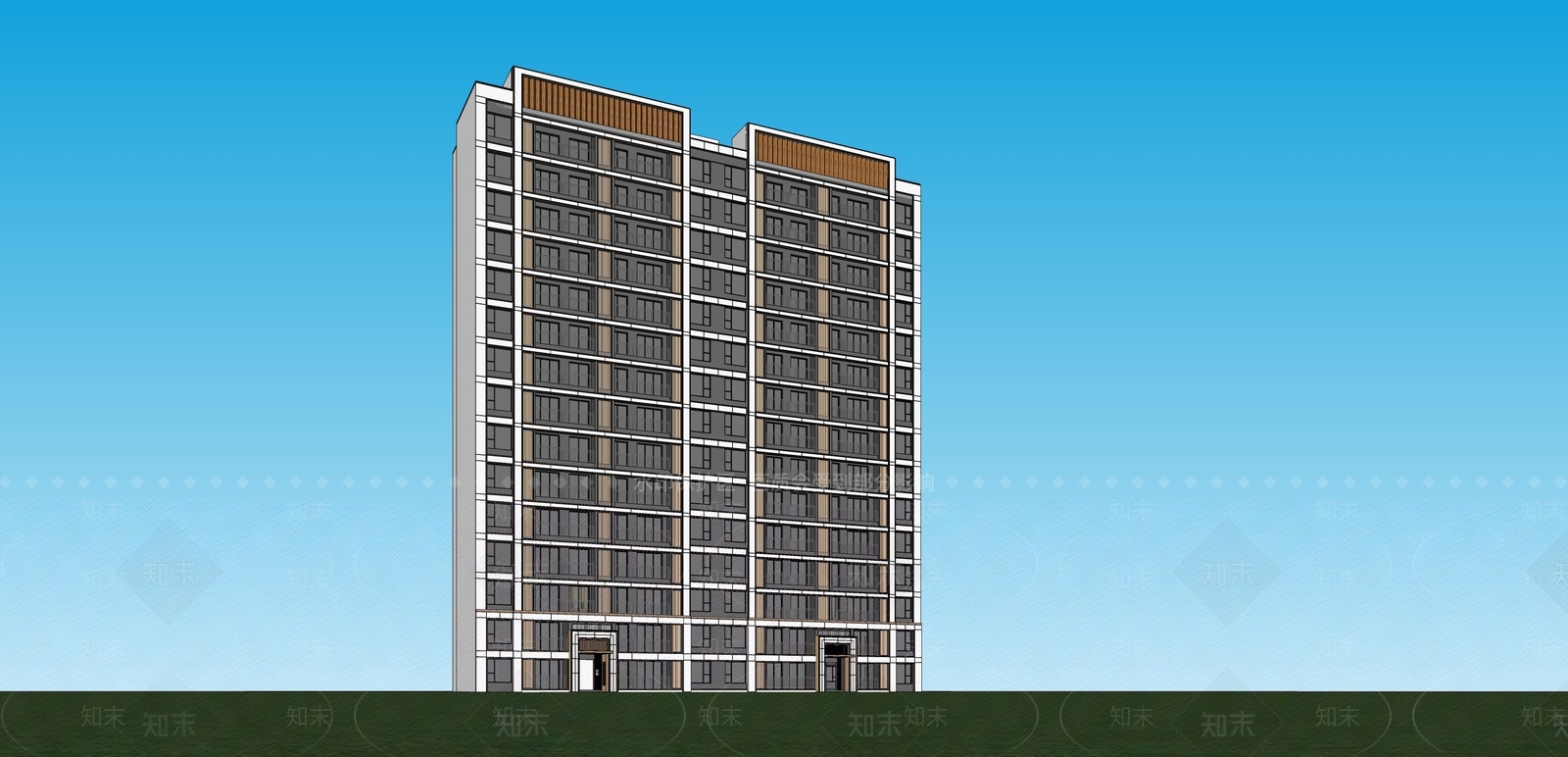 现代高层住宅SU模型下载【ID:1133213809】