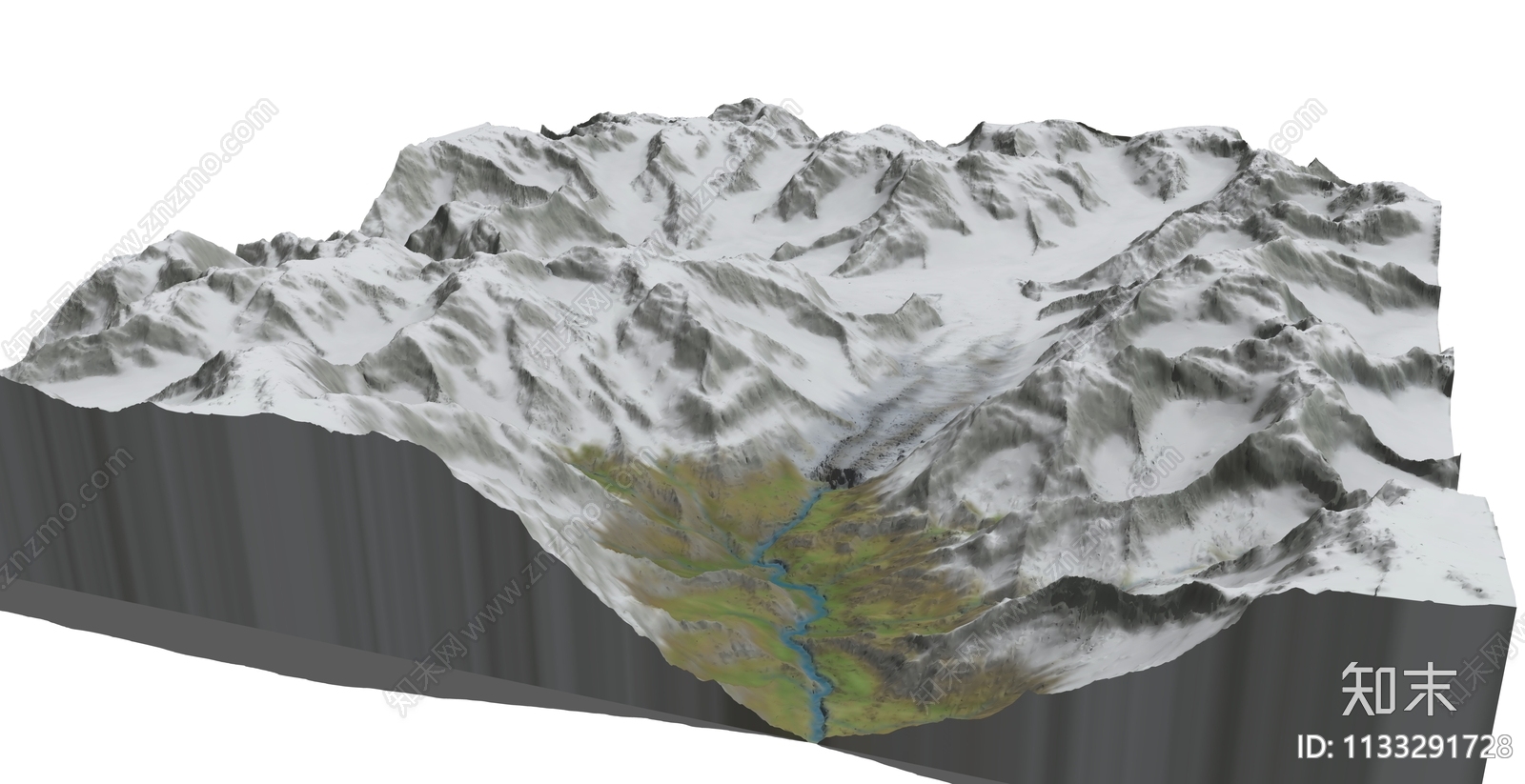 现代雪山山脉地形景观SU模型下载【ID:1133291728】