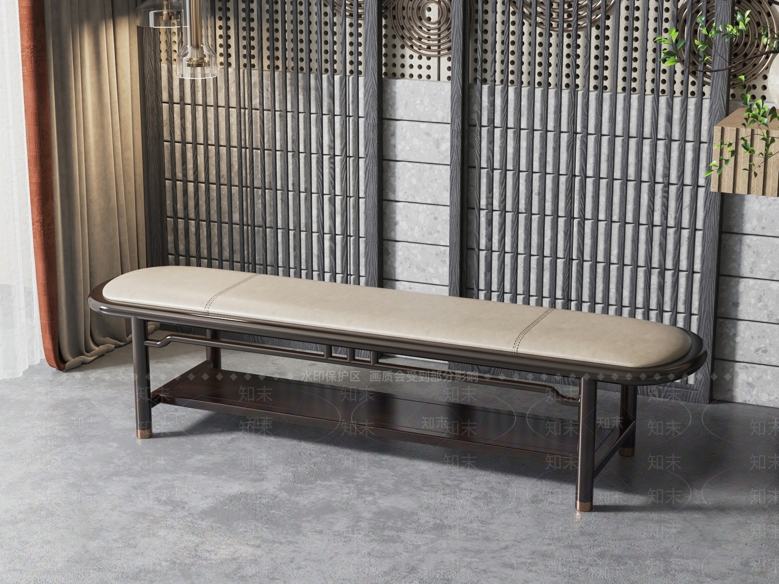 新中式床尾凳SU模型下载【ID:1133221351】