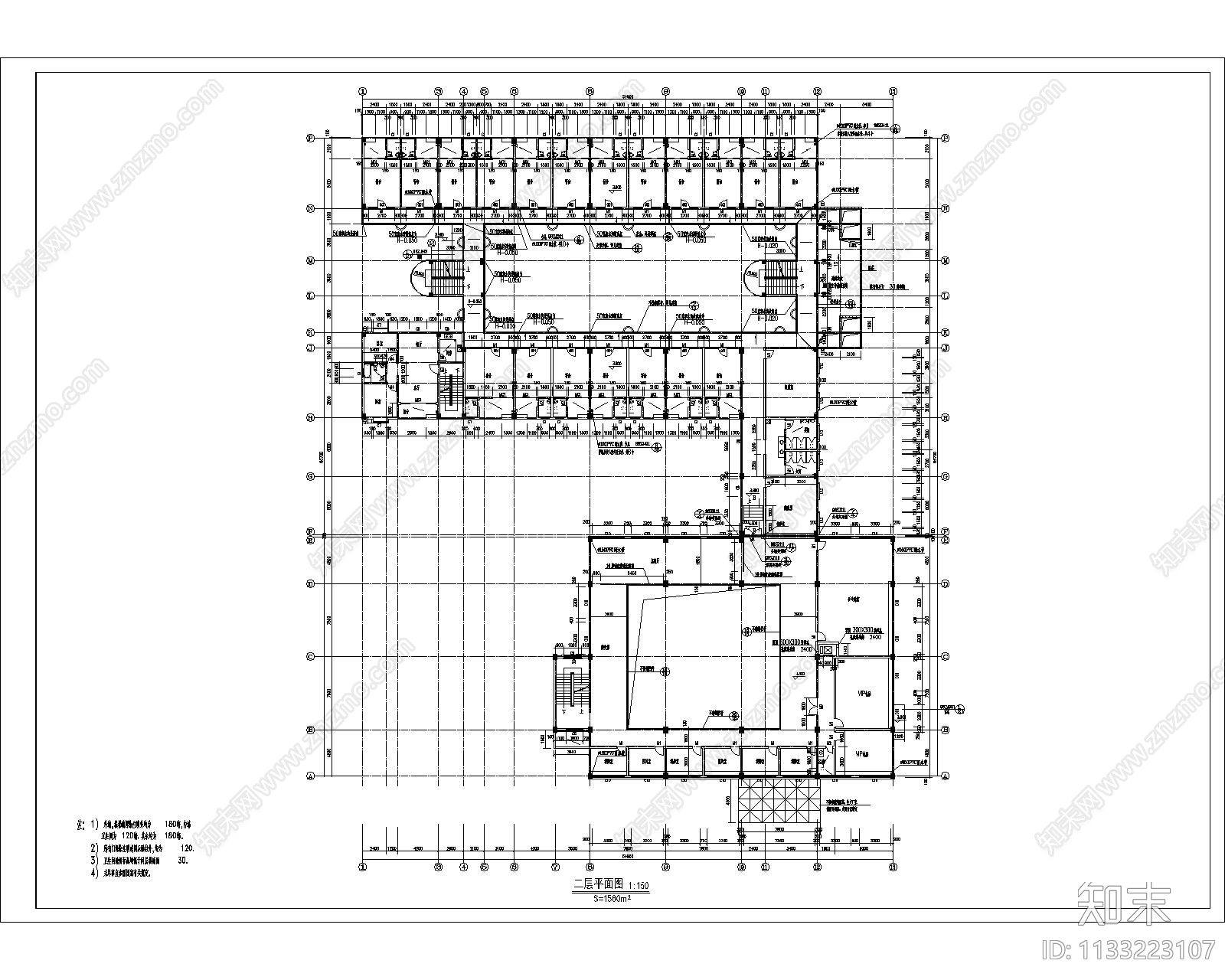 多层宿舍楼建筑cad施工图下载【ID:1133223107】