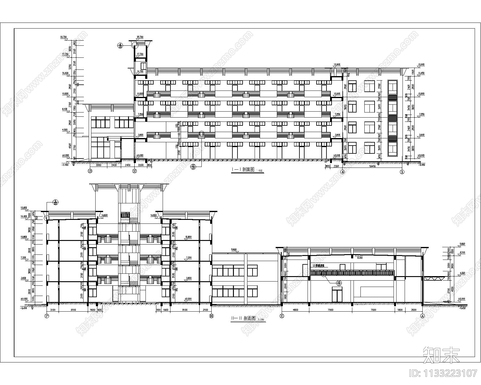 多层宿舍楼建筑cad施工图下载【ID:1133223107】