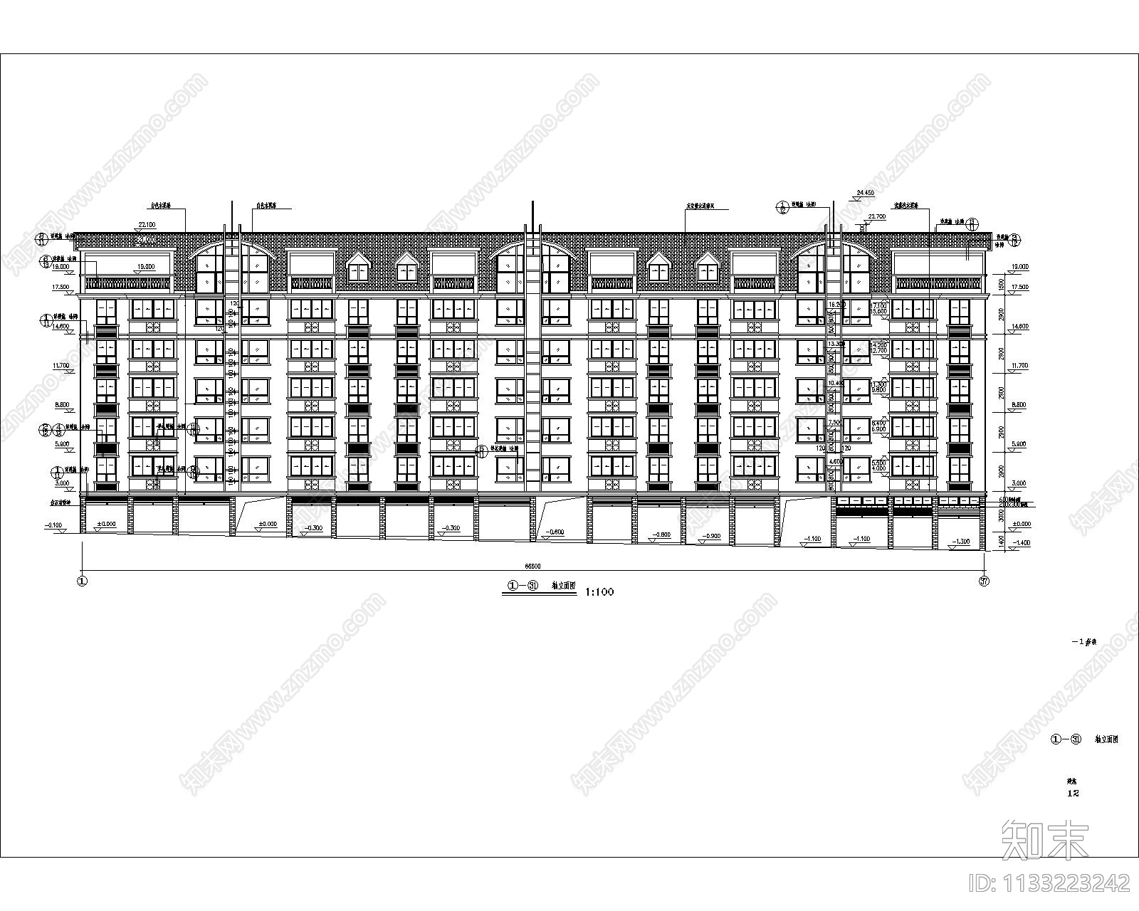 多层住宅建筑cad施工图下载【ID:1133223242】