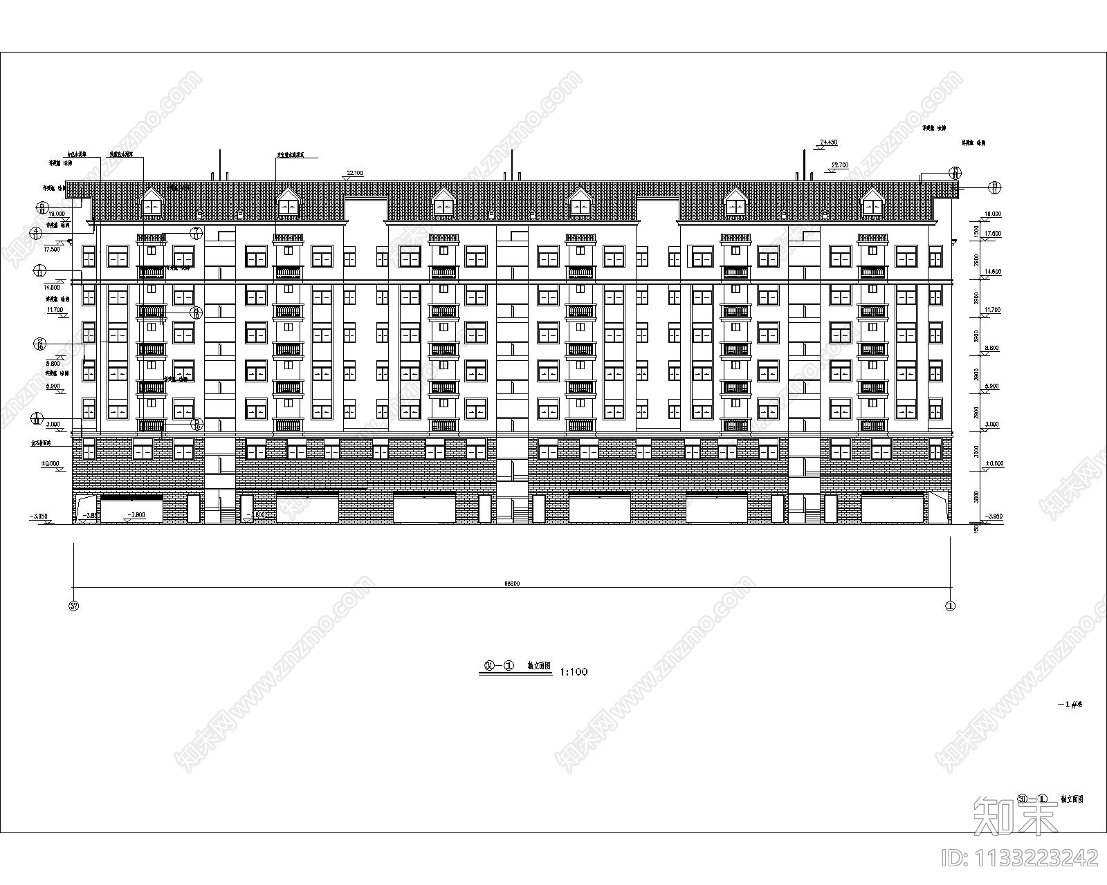 多层住宅建筑cad施工图下载【ID:1133223242】