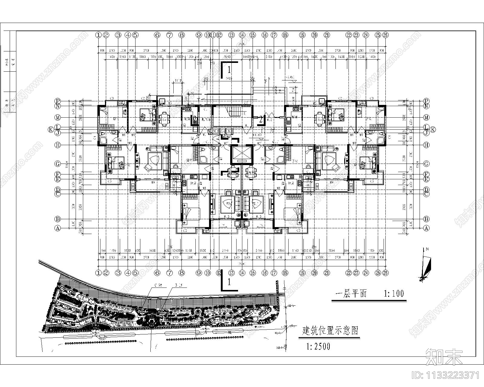 凤凰花园小区建筑cad施工图下载【ID:1133223371】