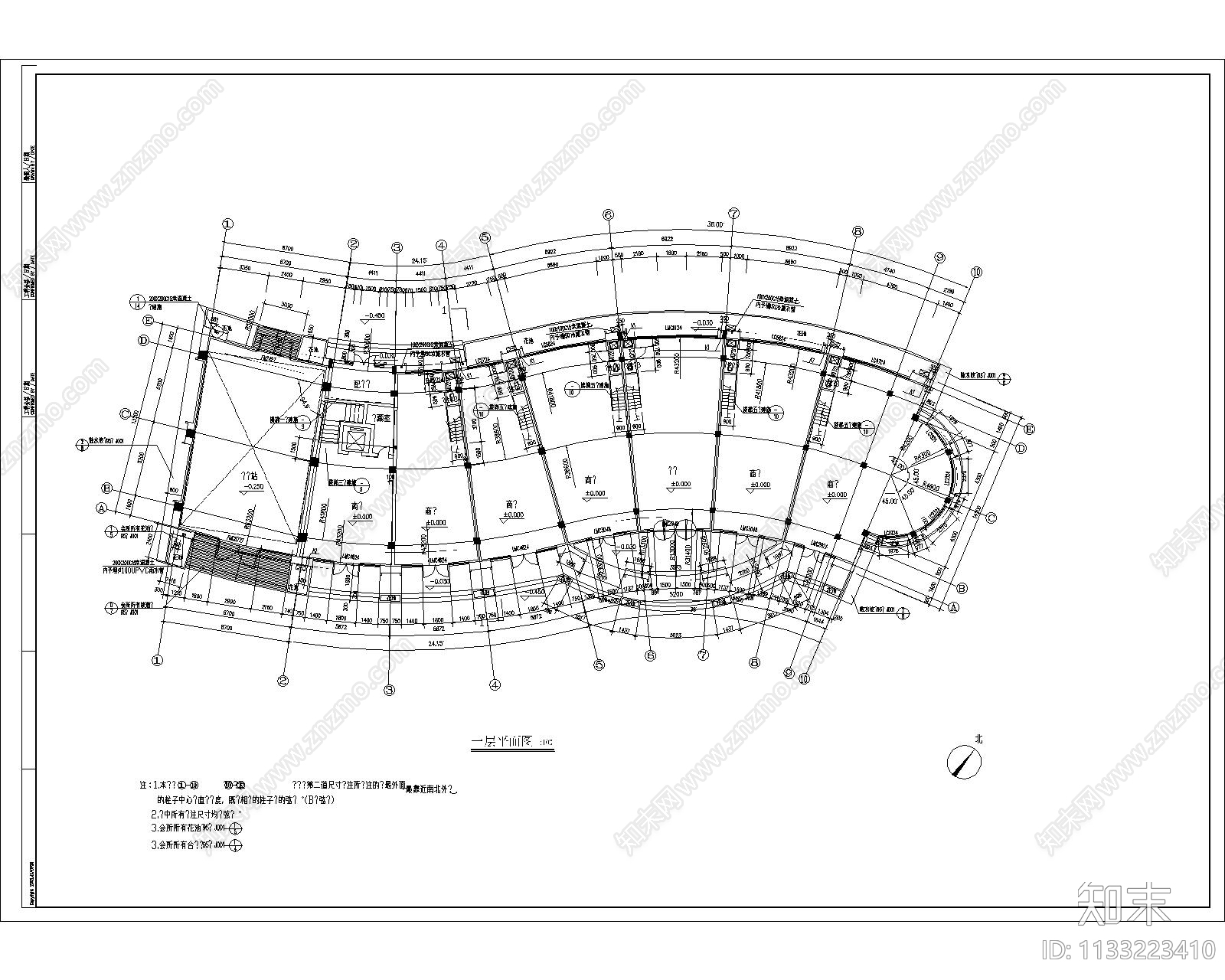 会所建筑cad施工图下载【ID:1133223410】