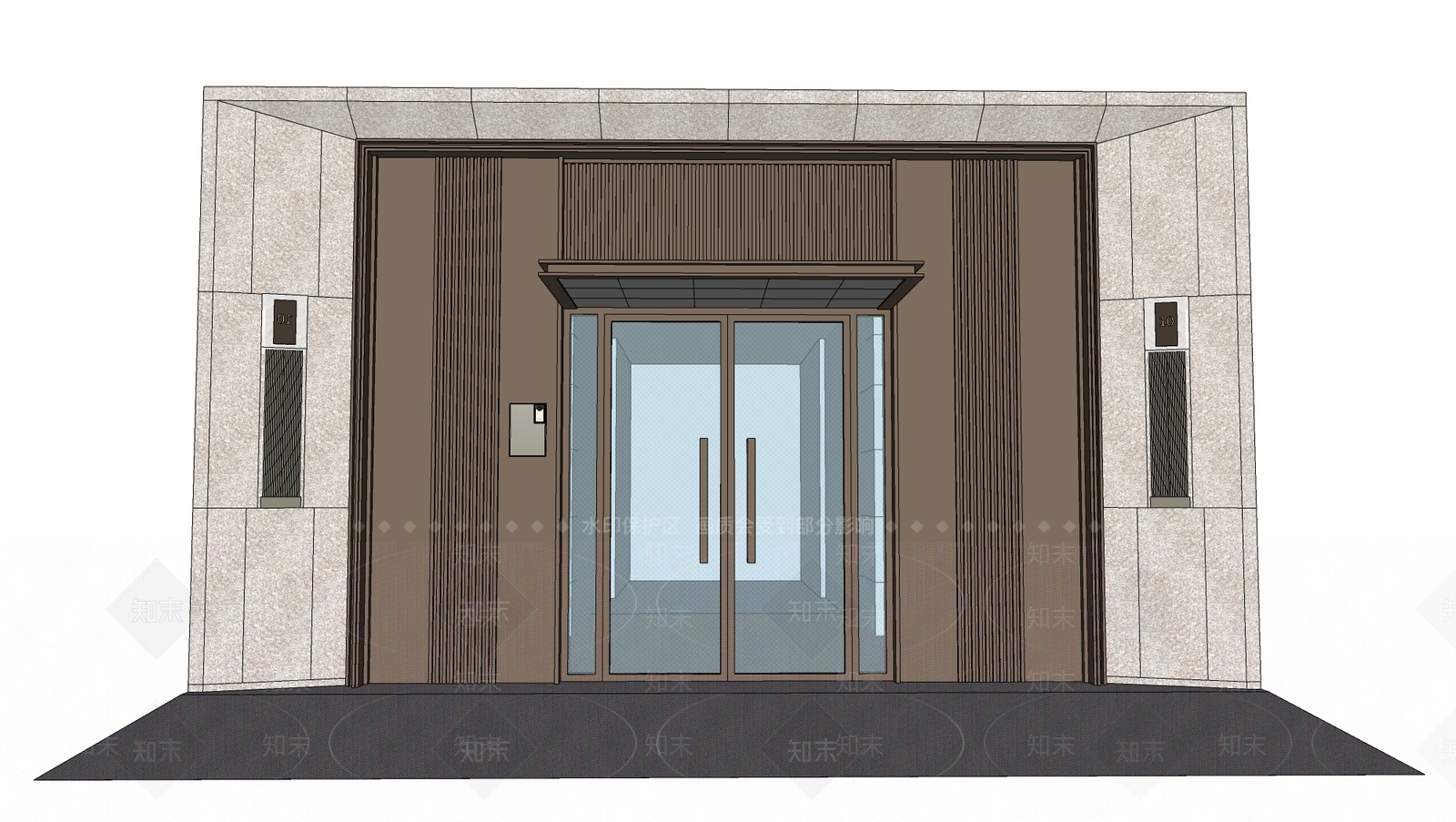 现代风格住宅入口大门SU模型下载【ID:1133223401】