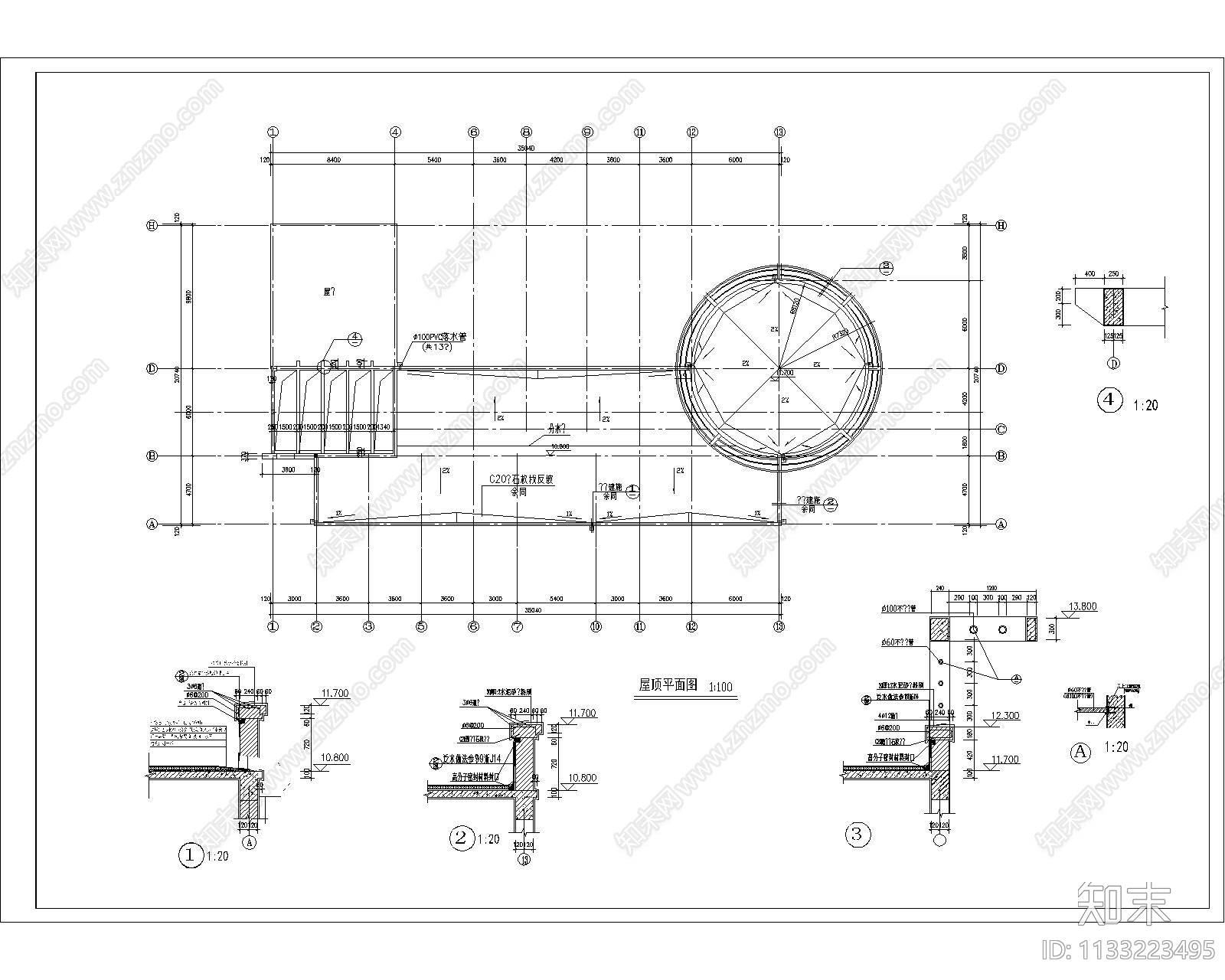 会所全套建筑cad施工图下载【ID:1133223495】