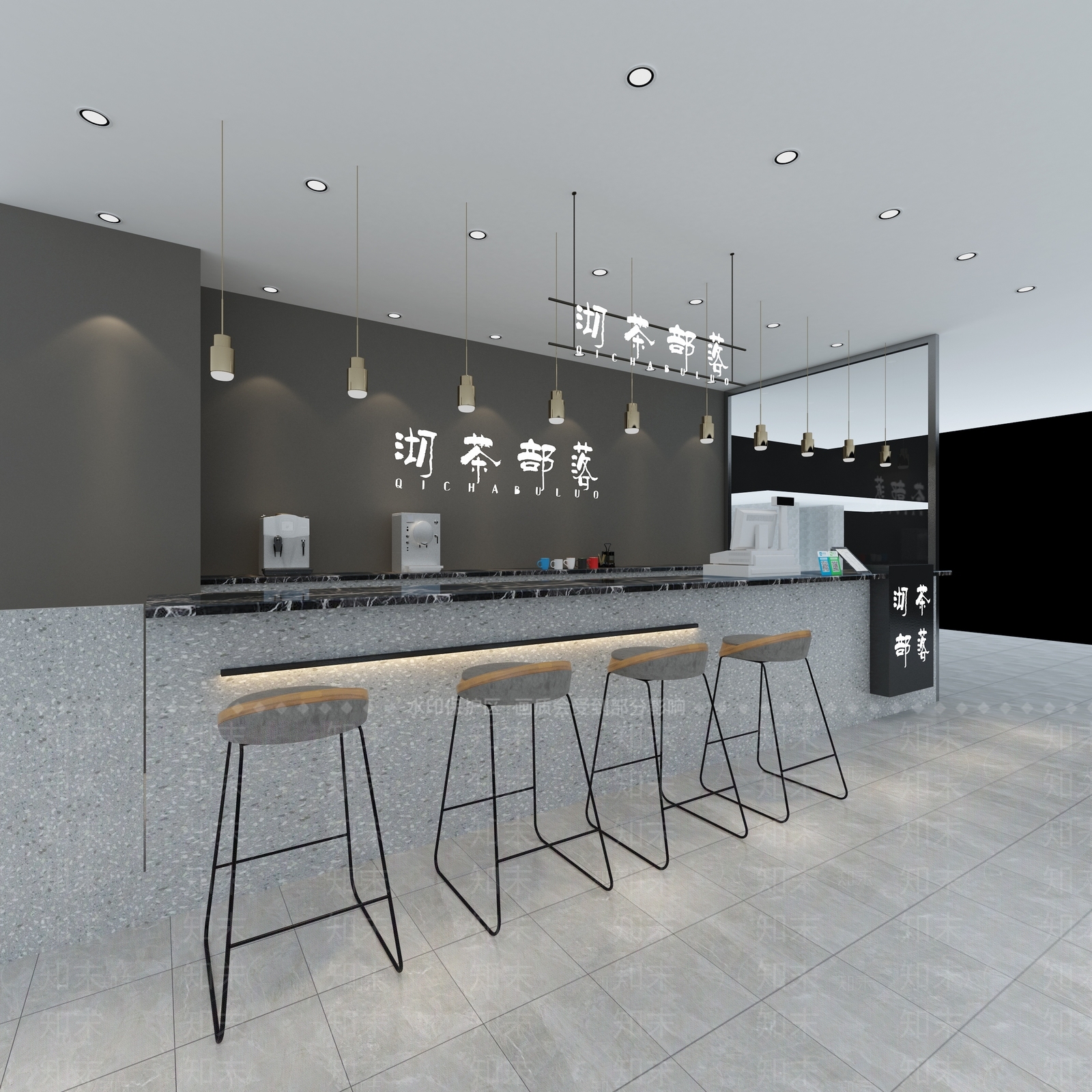 现代奶茶店3D模型下载【ID:1133234498】