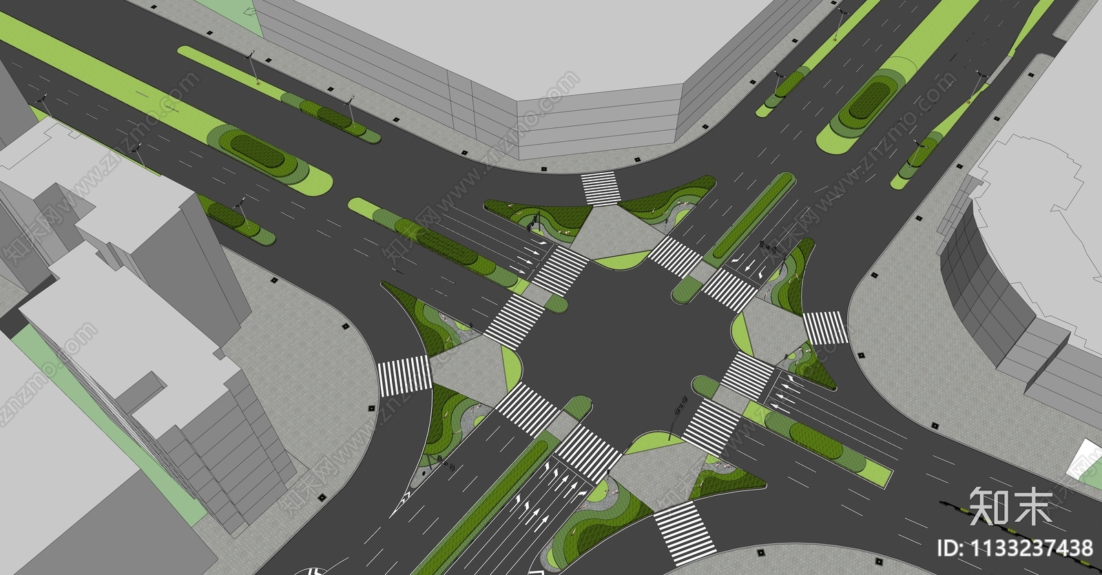 现代城市道路景观SU模型下载【ID:1133237438】