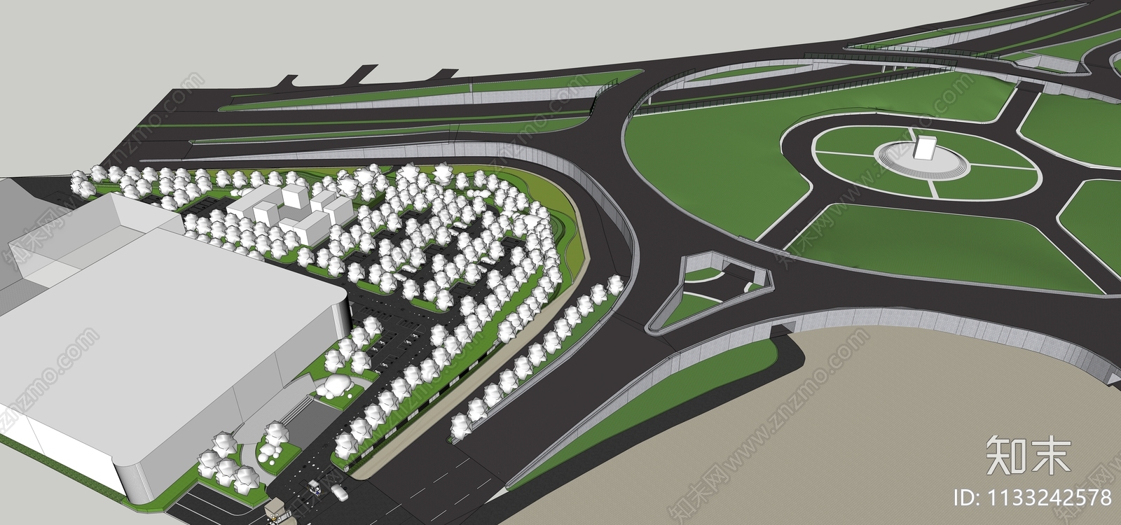 现代多功能复合型停车场SU模型下载【ID:1133242578】