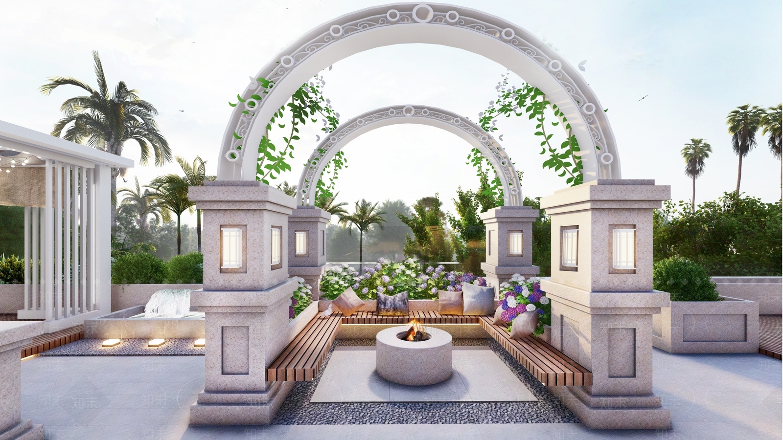 现代屋顶花园SU模型下载【ID:1133248244】