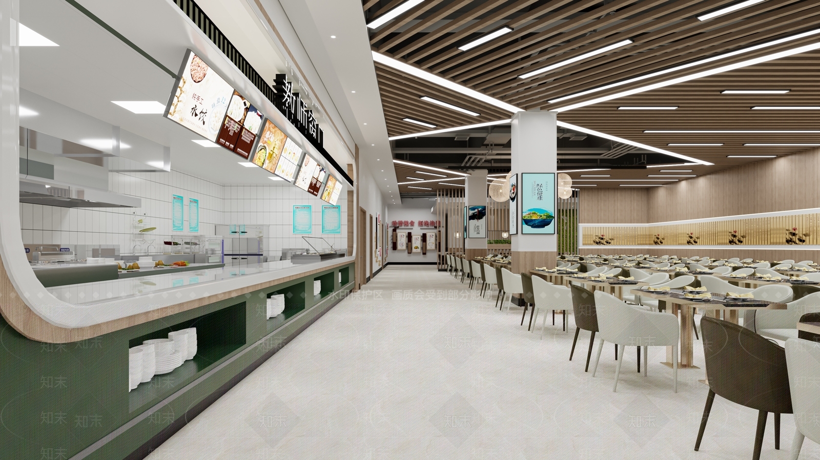 现代学校食堂3D模型下载【ID:1133275730】