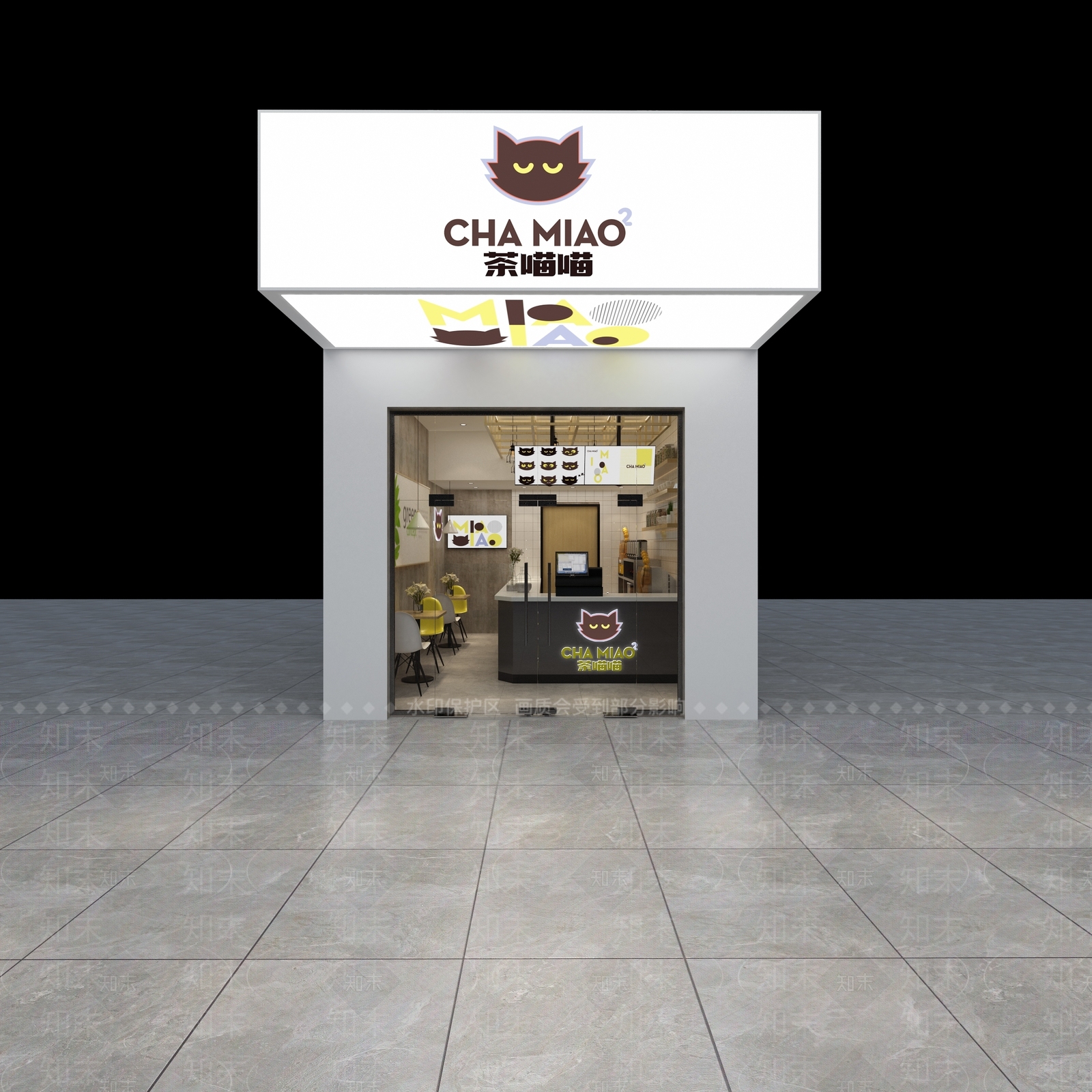 现代奶茶店3D模型下载【ID:1133250541】