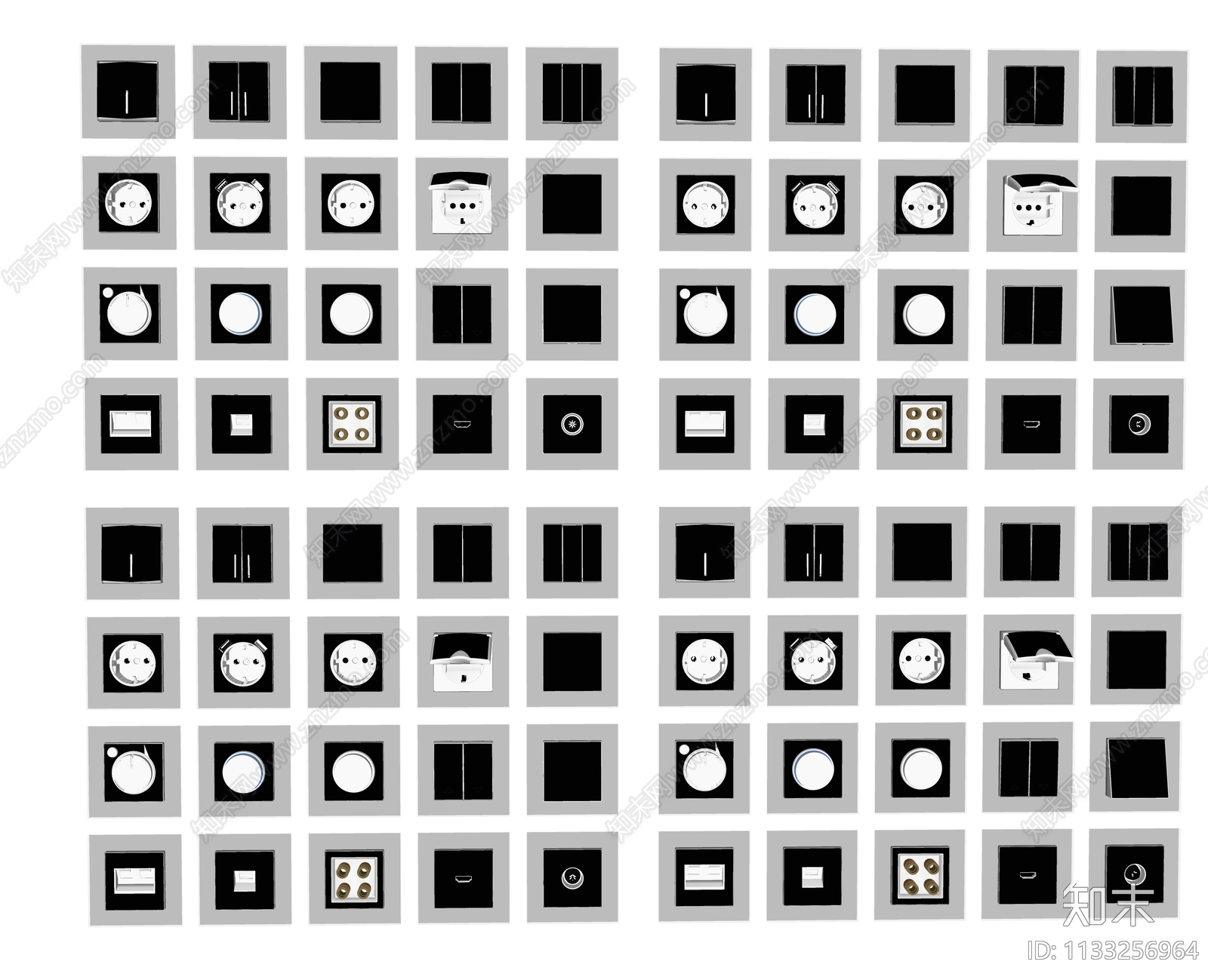 现代开关插座组合SU模型下载【ID:1133256964】