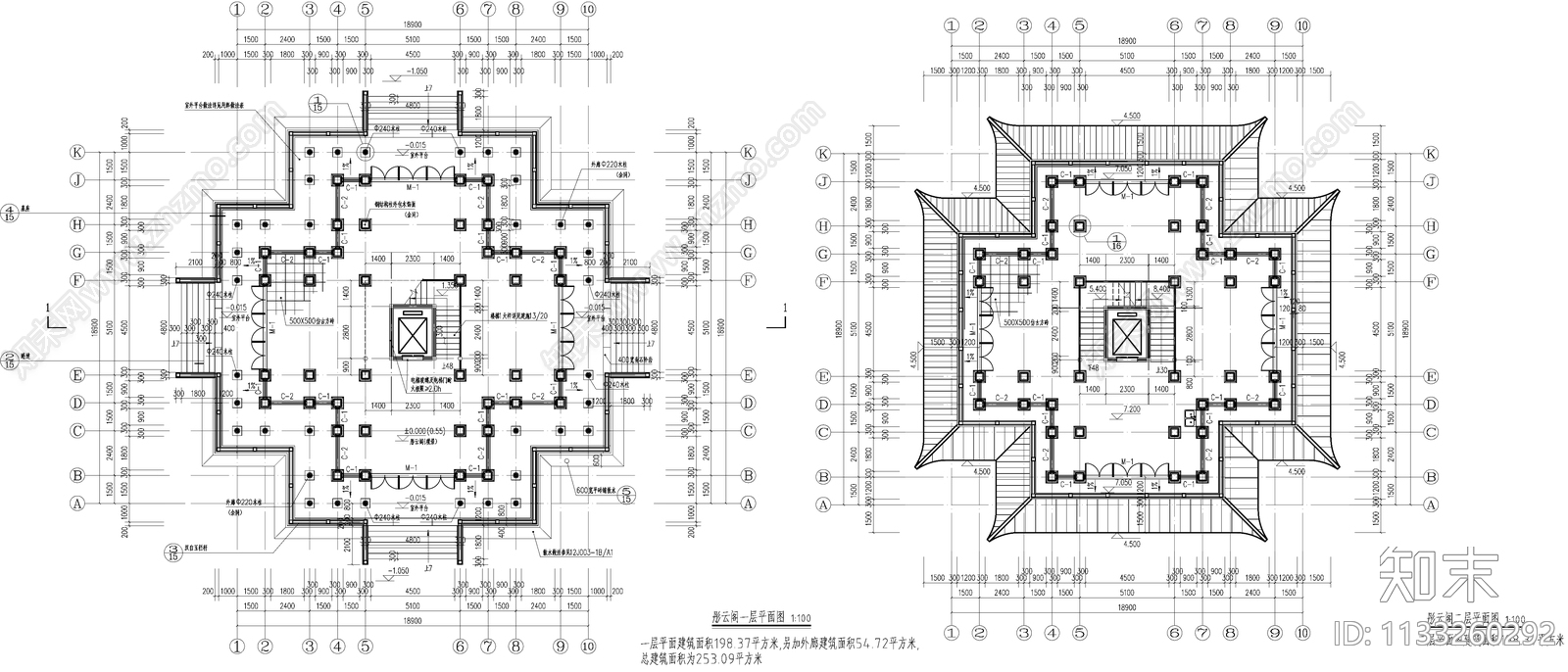 彤雲阁古建筑cad施工图下载【ID:1133260292】