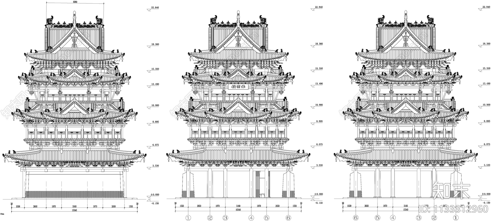 飞云楼古建筑施工图下载【ID:1133312960】