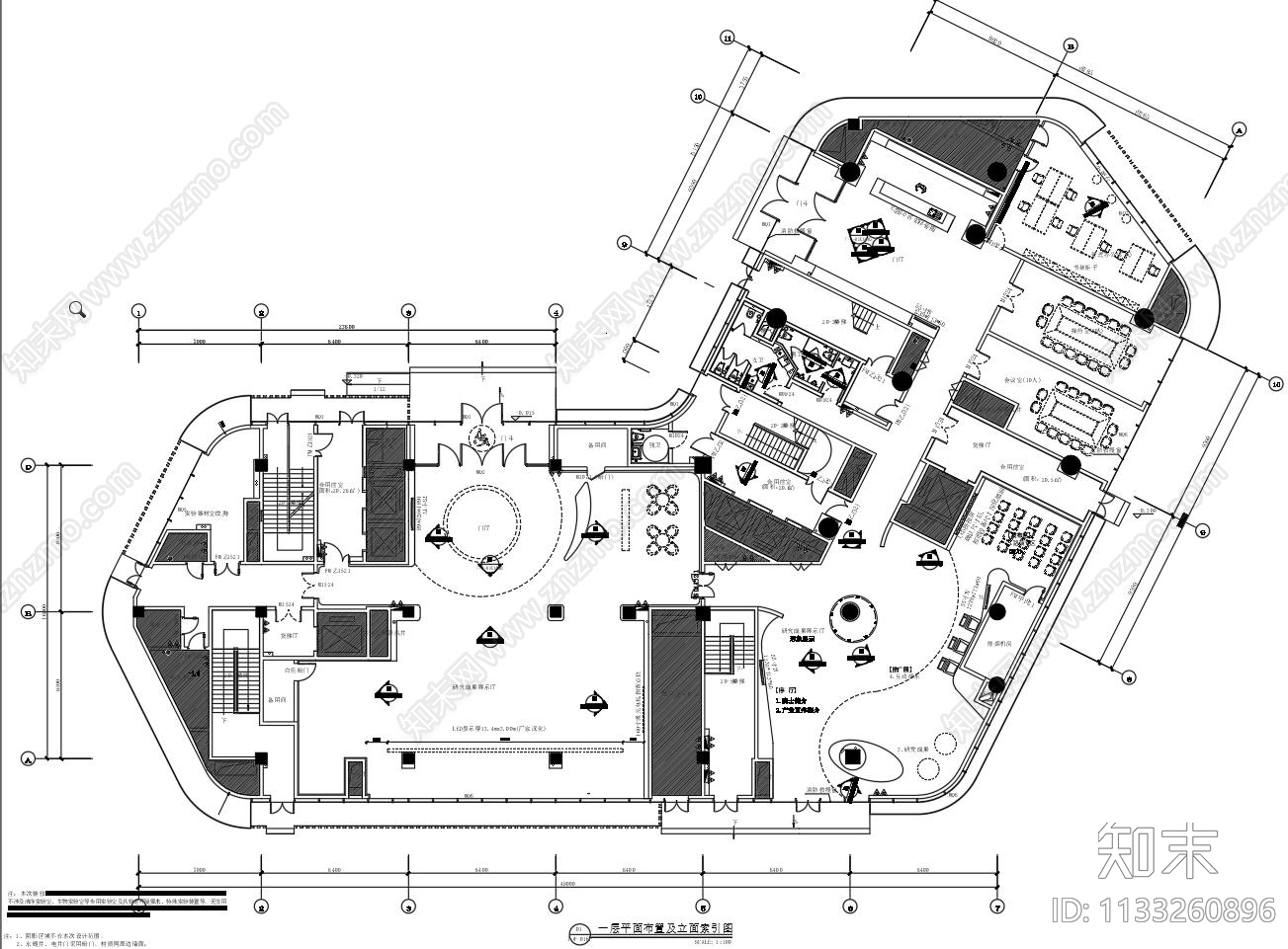 异形办公室cad施工图下载【ID:1133260896】