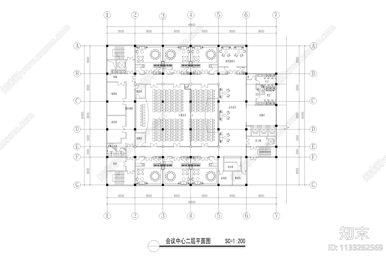 温泉度假酒店内装修图cad施工图下载【ID:1133262569】