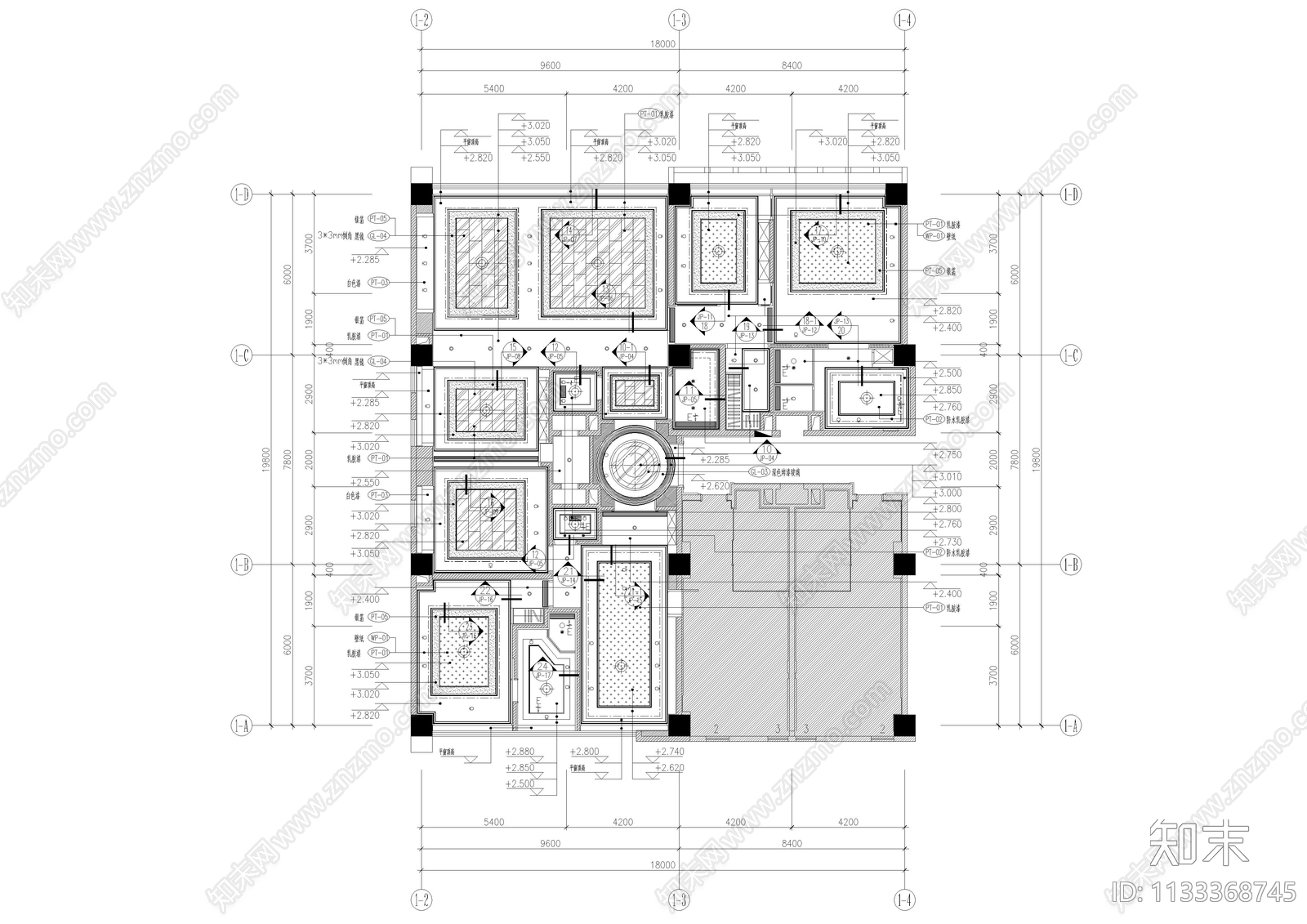五星级酒店总统套房全套cad施工图下载【ID:1133368745】