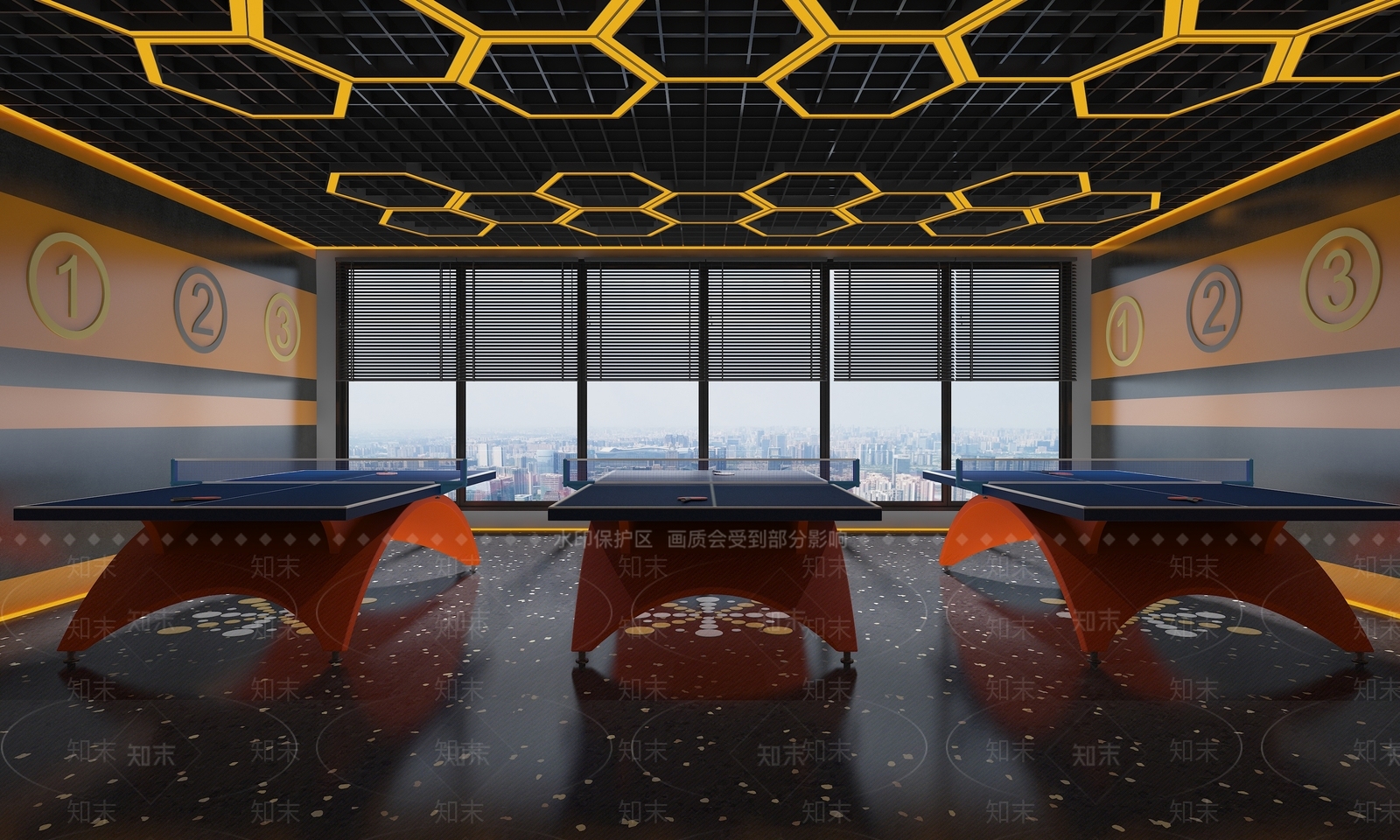 工业风乒乓球室3D模型下载【ID:1133264315】