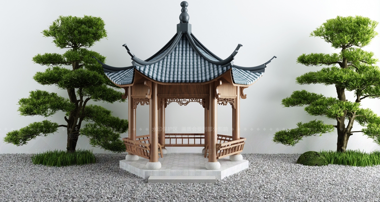 新中式庭院休闲古亭3D模型下载【ID:1133265264】