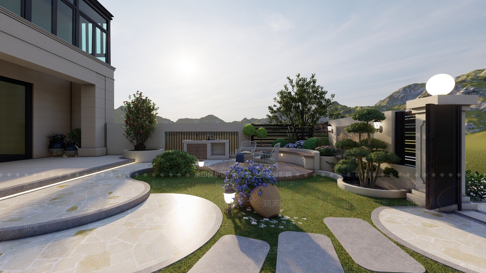 欧式庭院花园SU模型下载【ID:1133492462】