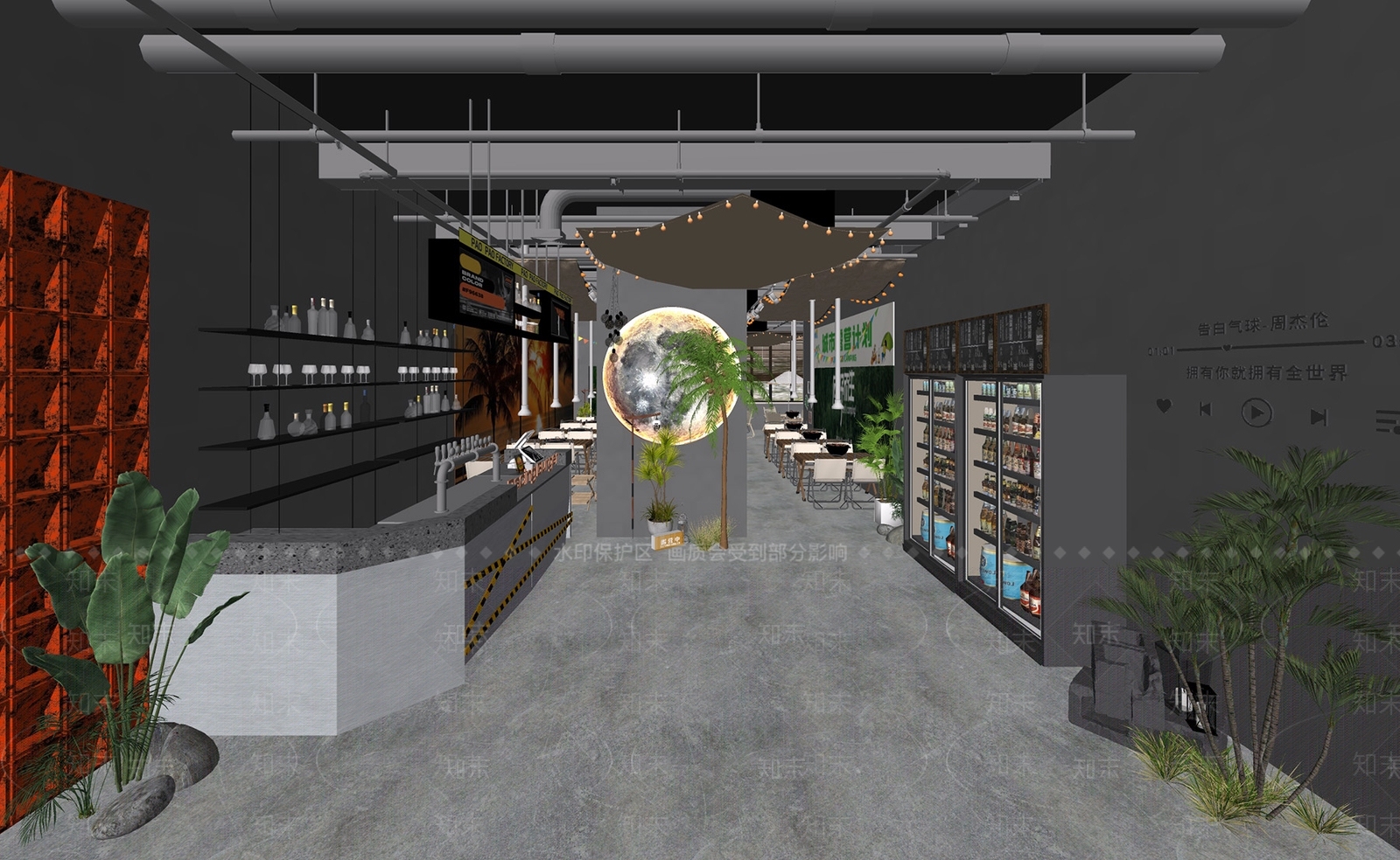 现代露营风烧烤店SU模型下载【ID:1133274557】