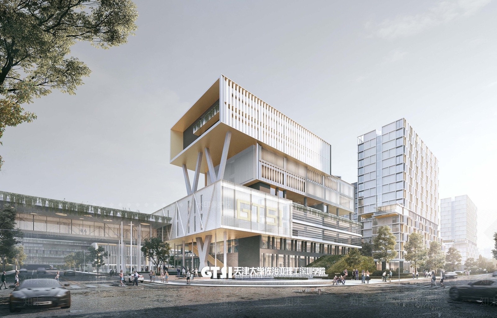 现代学校建筑SU模型精品下载_SketchUp模型_知末网