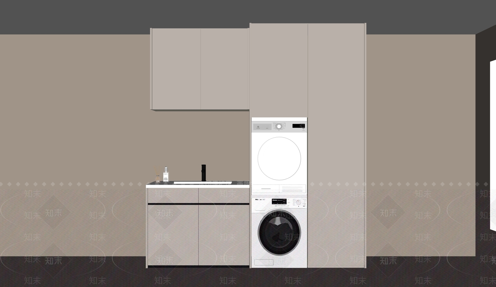 现代洗衣机柜SU模型下载【ID:1133277126】