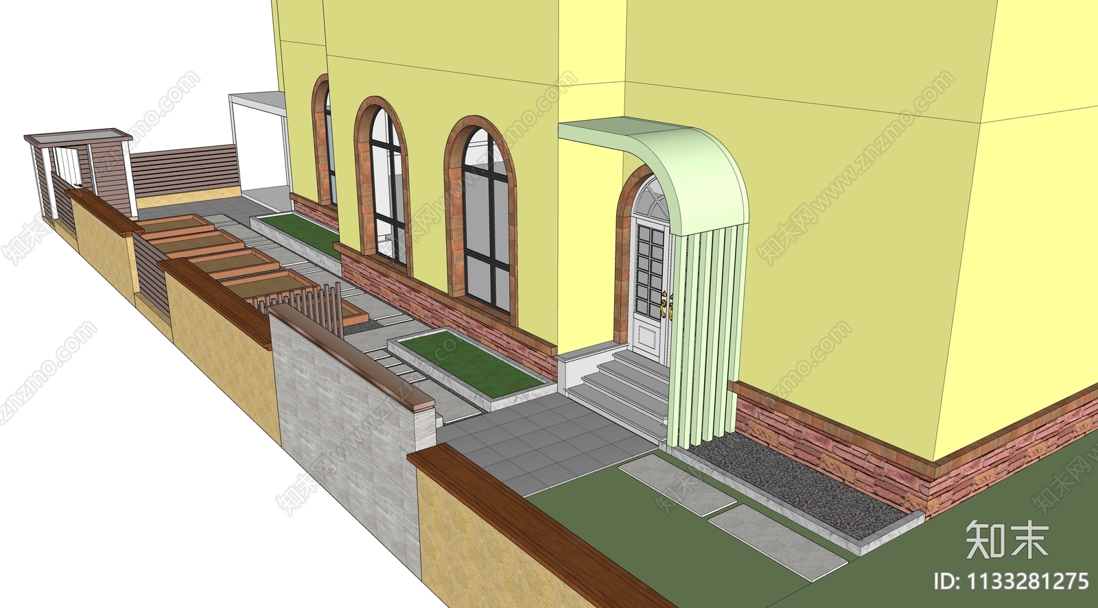 现代庭院花园SU模型下载【ID:1133281275】