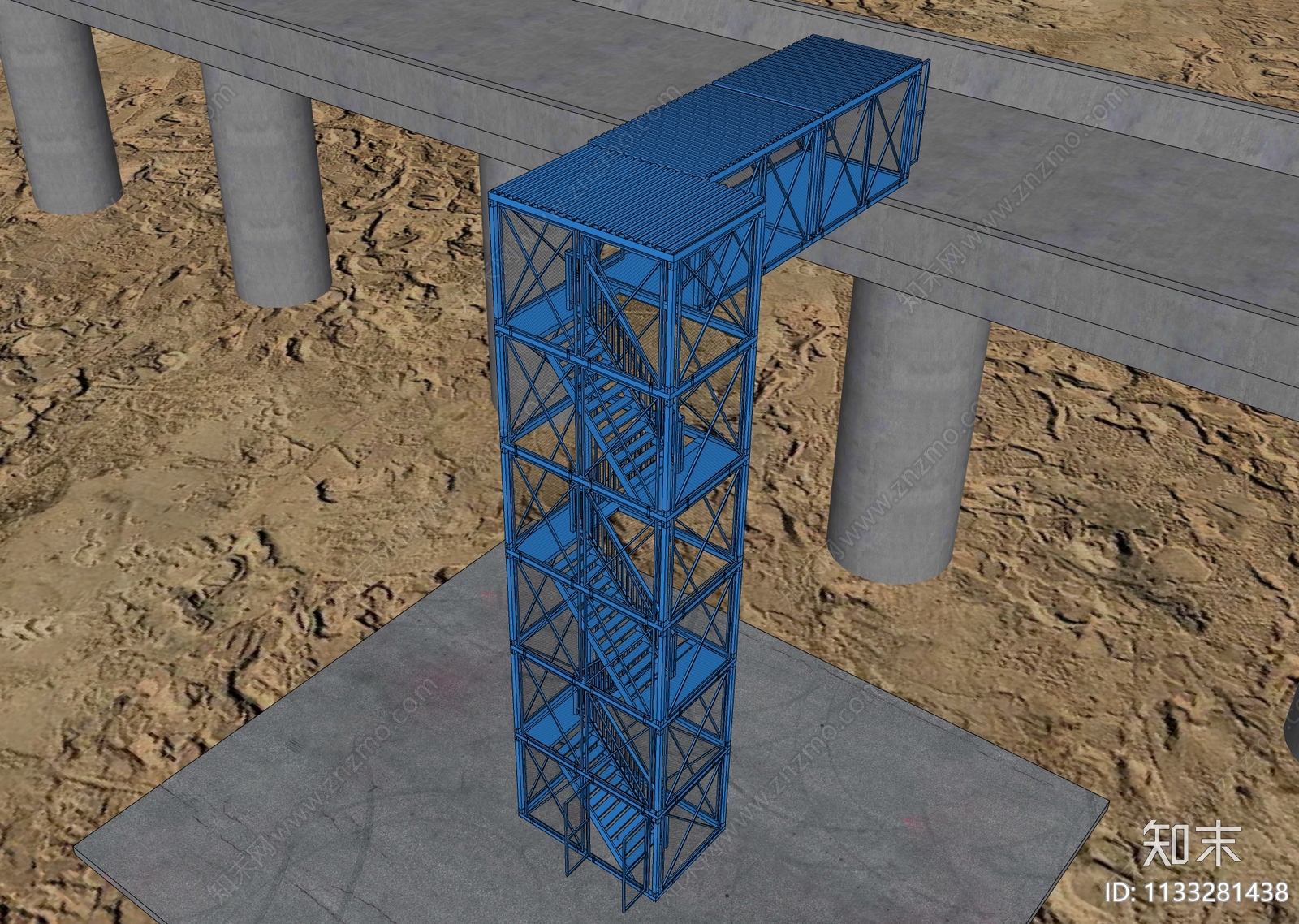 现代桥梁施工安全爬梯SU模型下载【ID:1133281438】