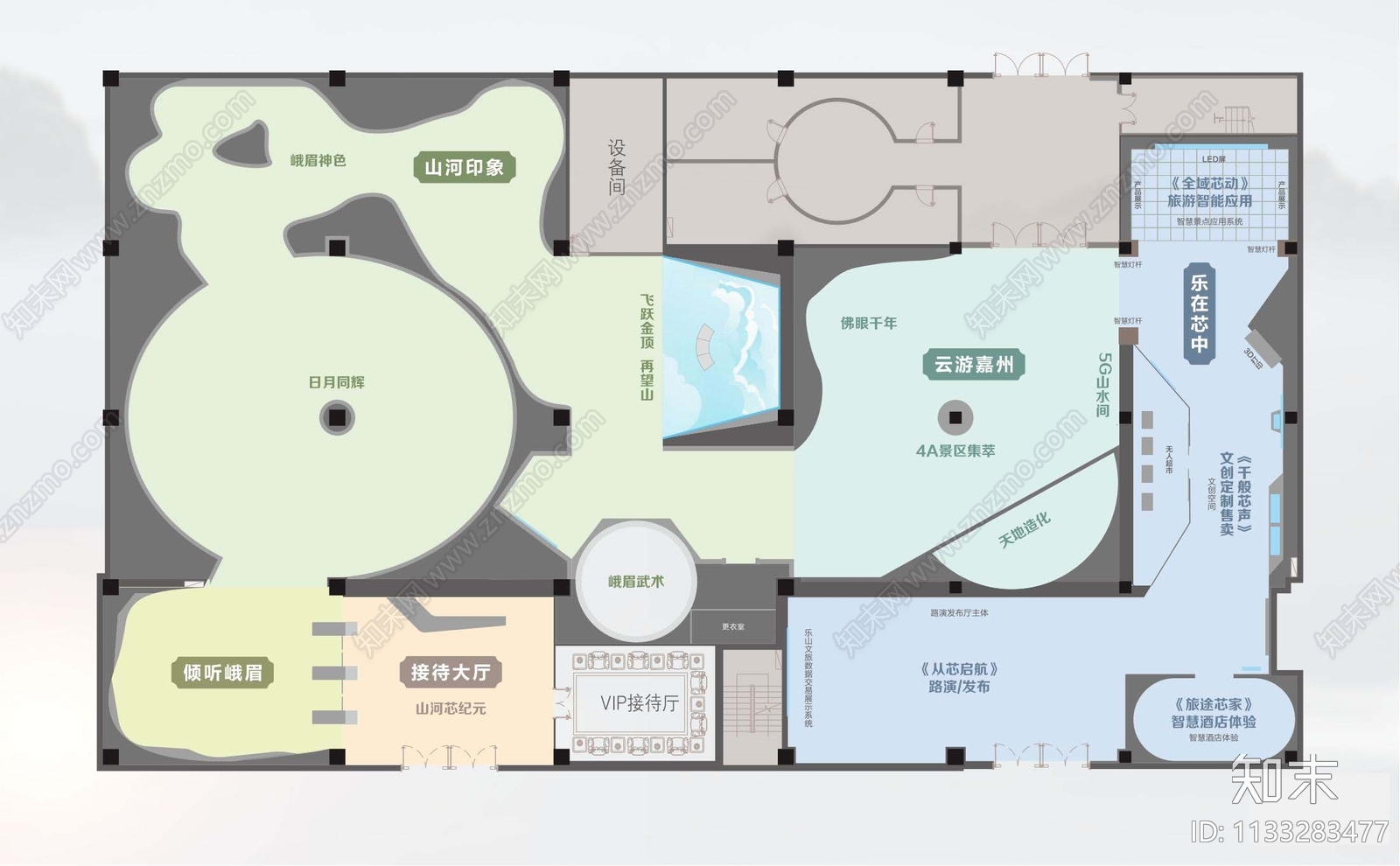 峨眉山展厅平面cad施工图下载【ID:1133283477】