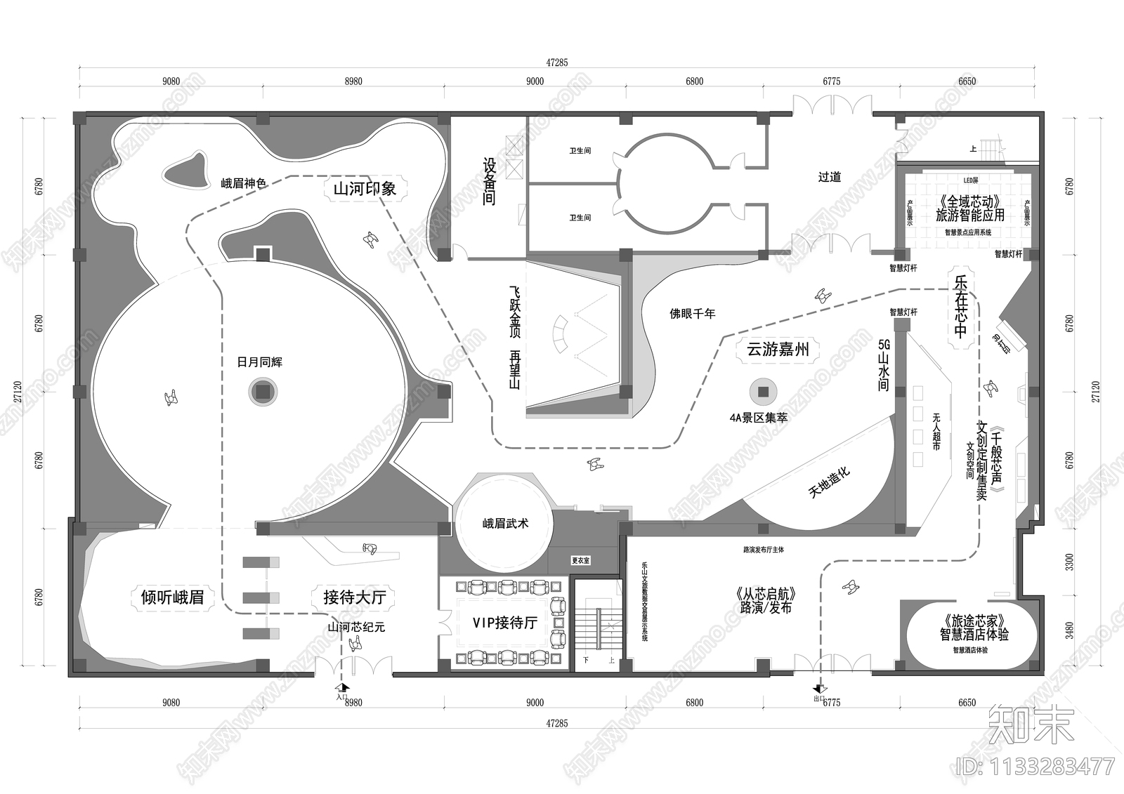 峨眉山展厅平面cad施工图下载【ID:1133283477】