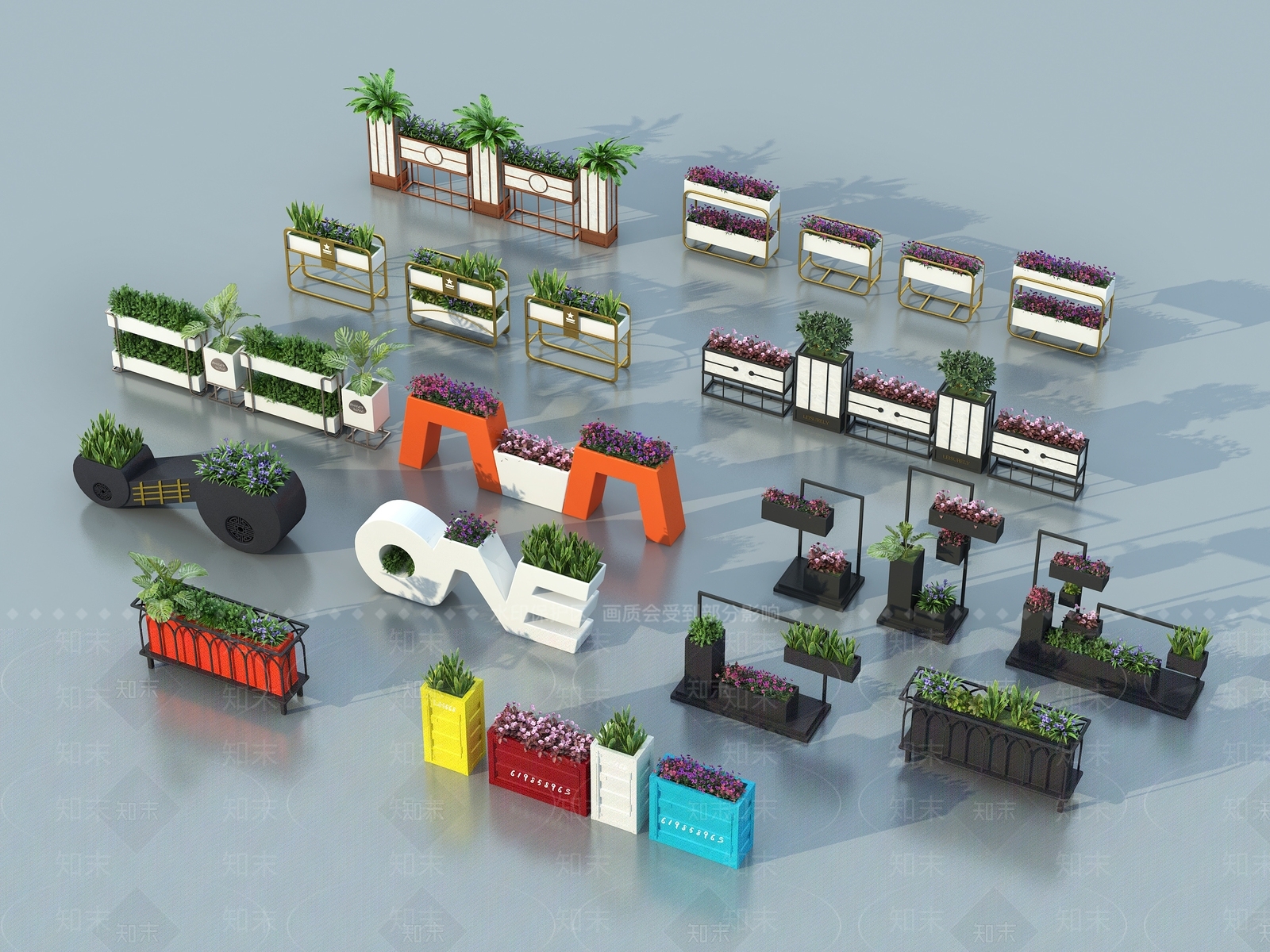 现代户外花箱3D模型下载【ID:1133285042】