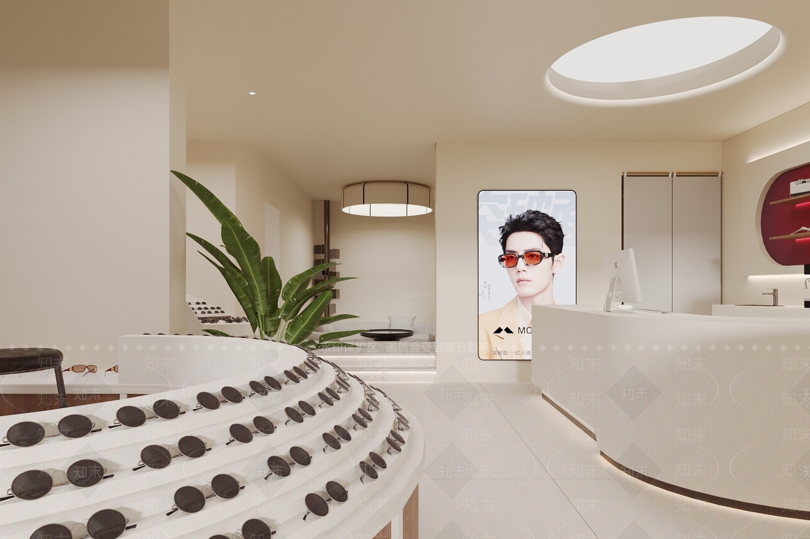 现代奶油风眼镜店3D模型下载【ID:1133289999】