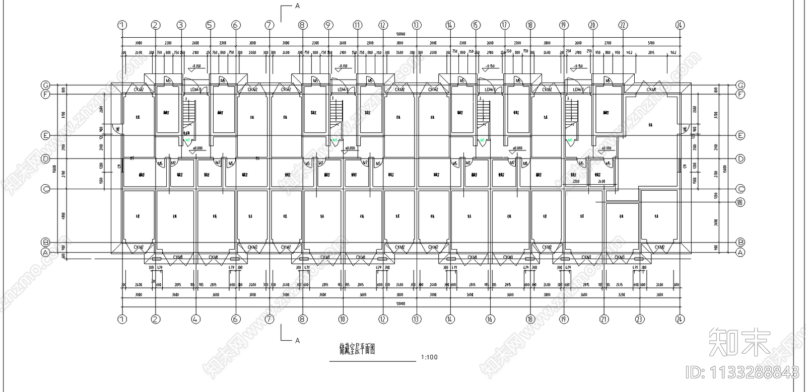 一套住宅楼建筑cad施工图下载【ID:1133288843】