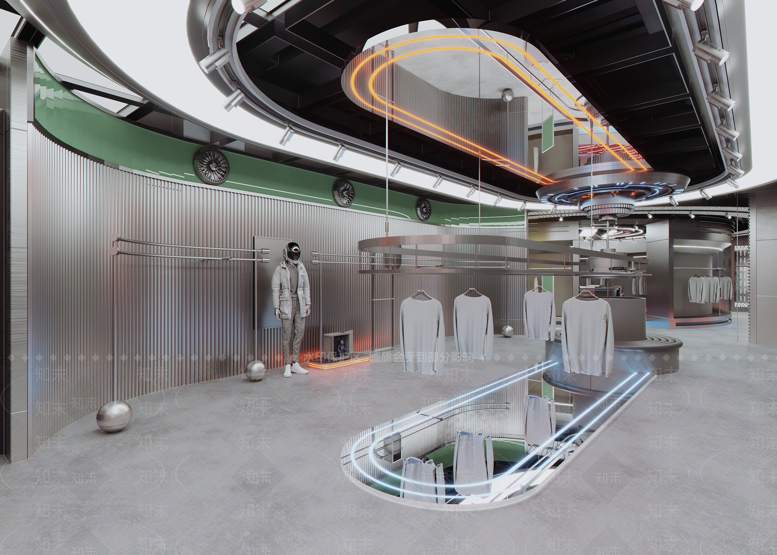 现代潮牌男装服装店3D模型下载【ID:1133291309】