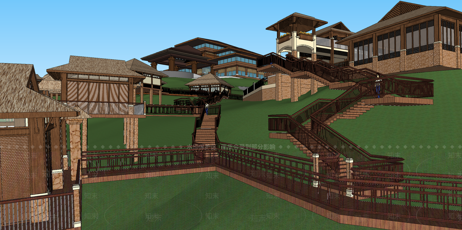 现代度假村SU模型下载【ID:1133293125】