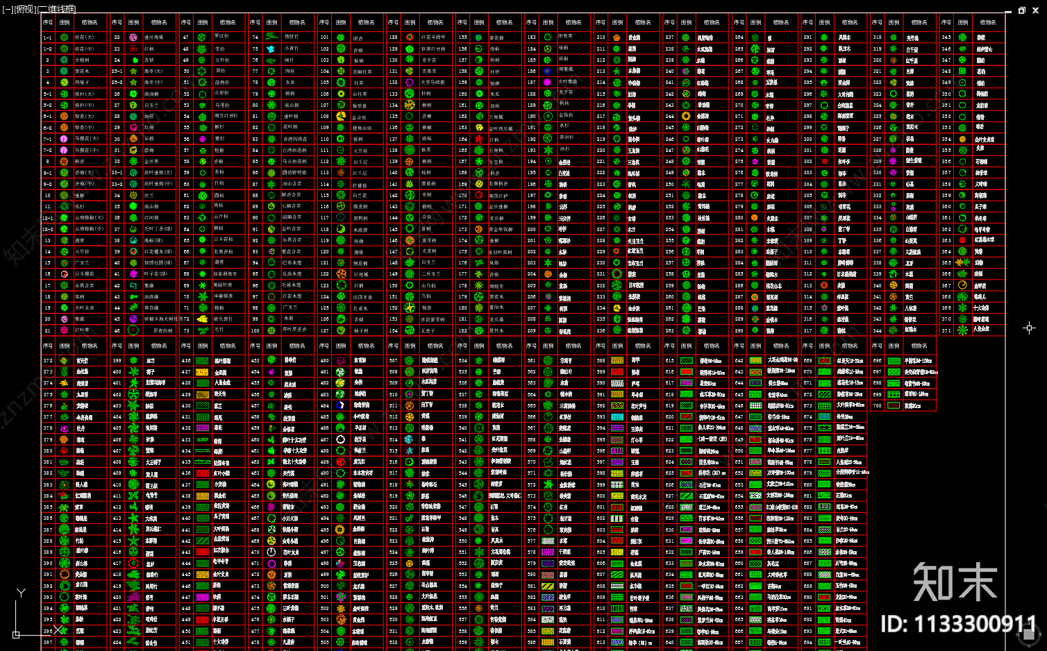 植物图例cad施工图下载【ID:1133300911】