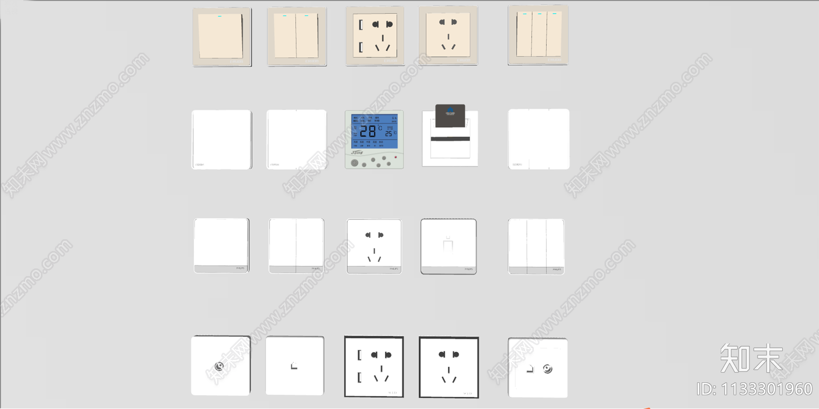 现代开关插座组合SU模型下载【ID:1133301960】
