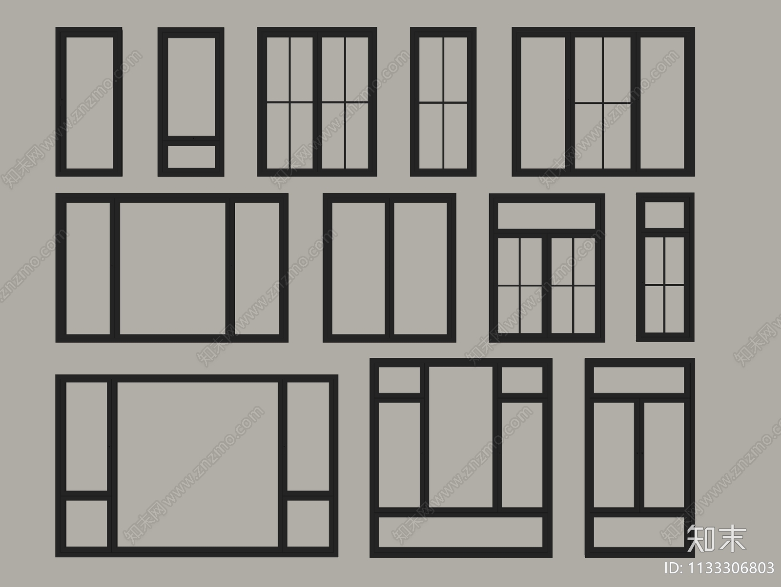 现代窗户组合SU模型下载【ID:1133306803】