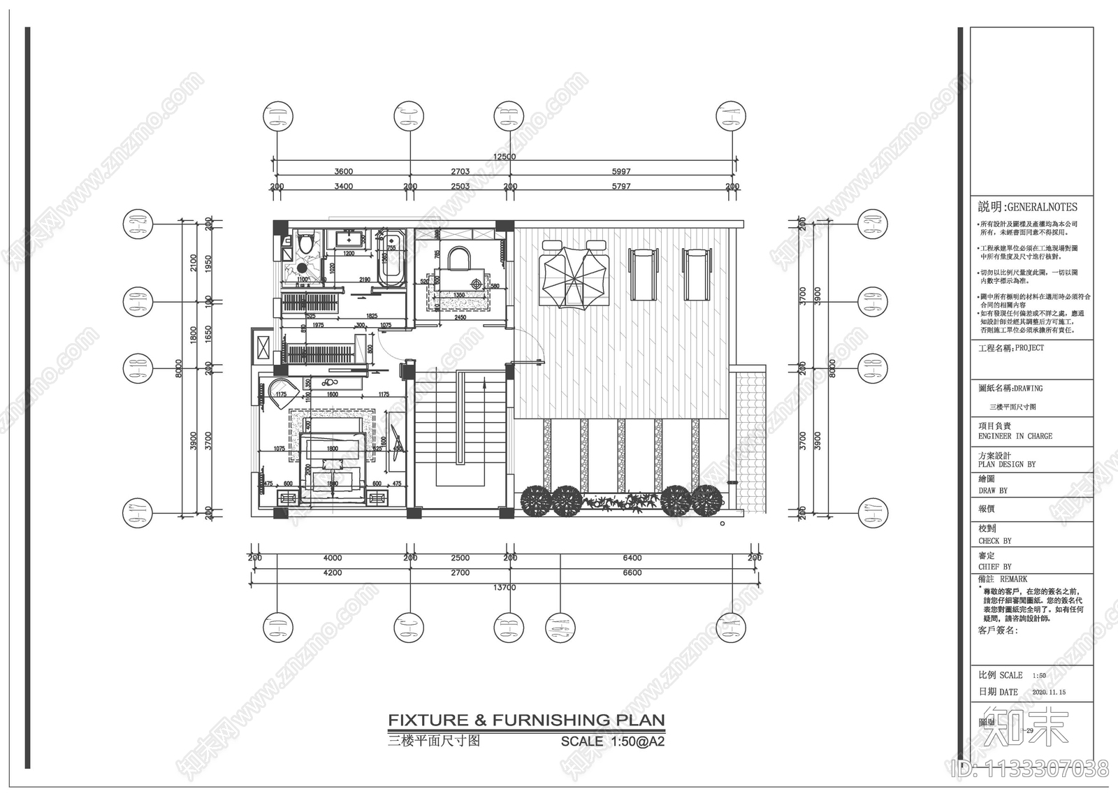 新中式别墅室内装修cad施工图下载【ID:1133307038】