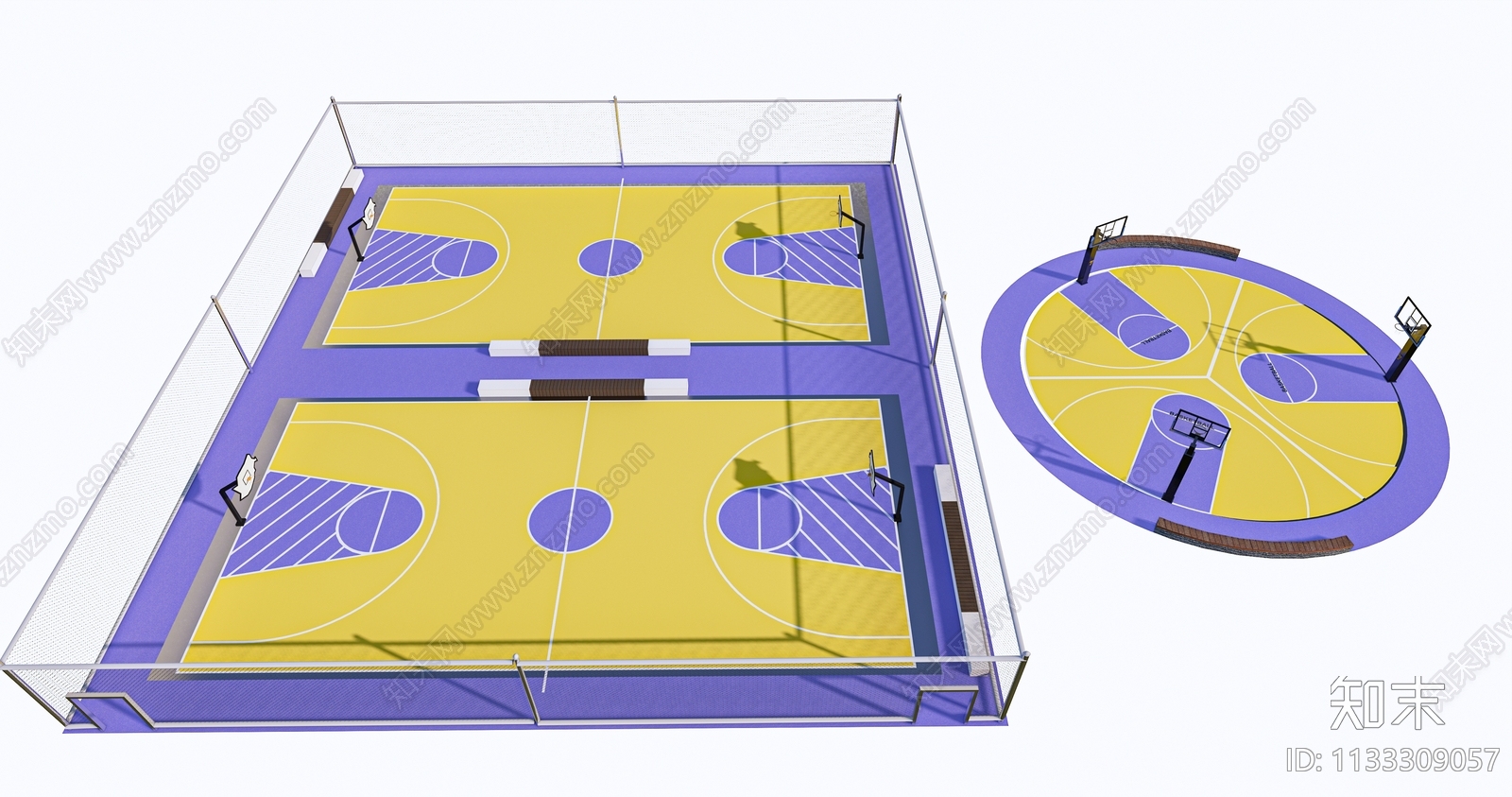 现代户外篮球场SU模型下载【ID:1133309057】