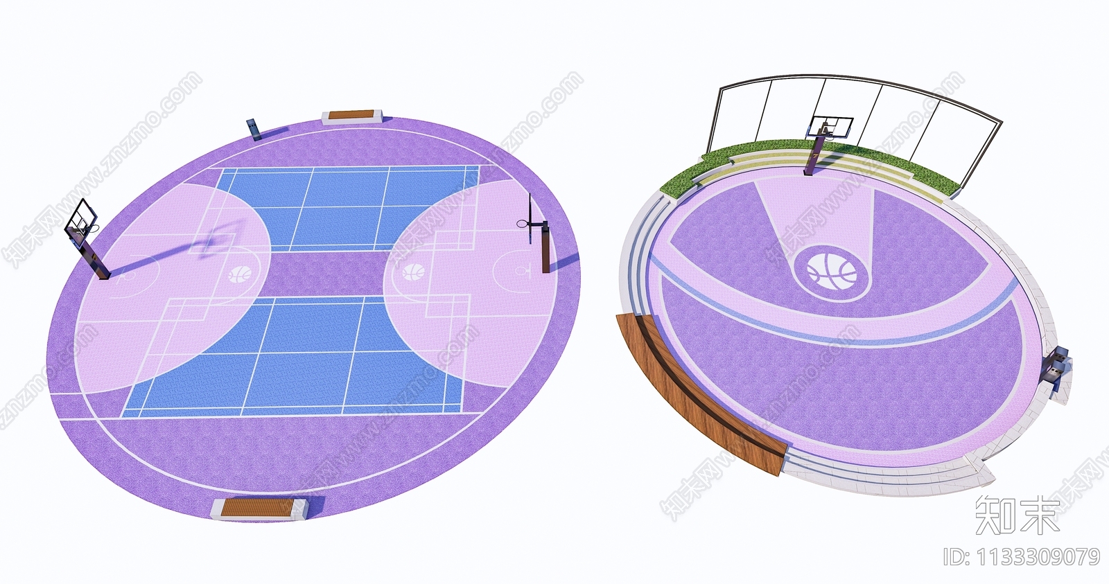 现代户外篮球场SU模型下载【ID:1133309079】