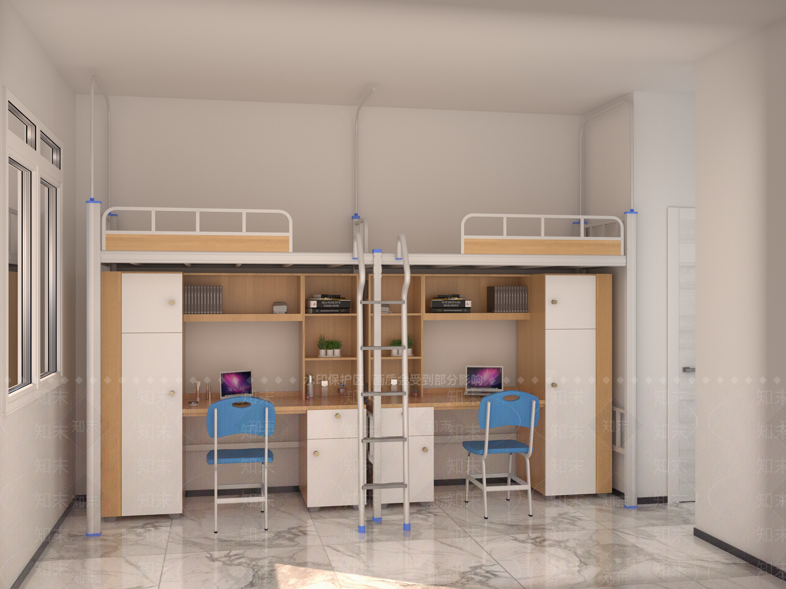 现代校园宿舍四人间3D模型下载【ID:1133312409】