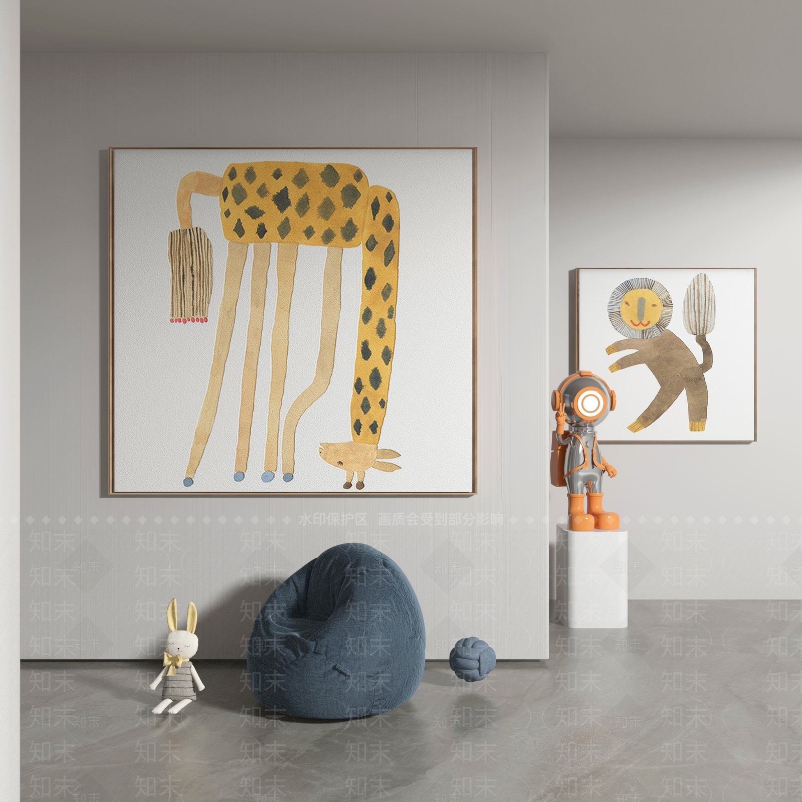 现代卡通装饰画3D模型下载【ID:1133313125】